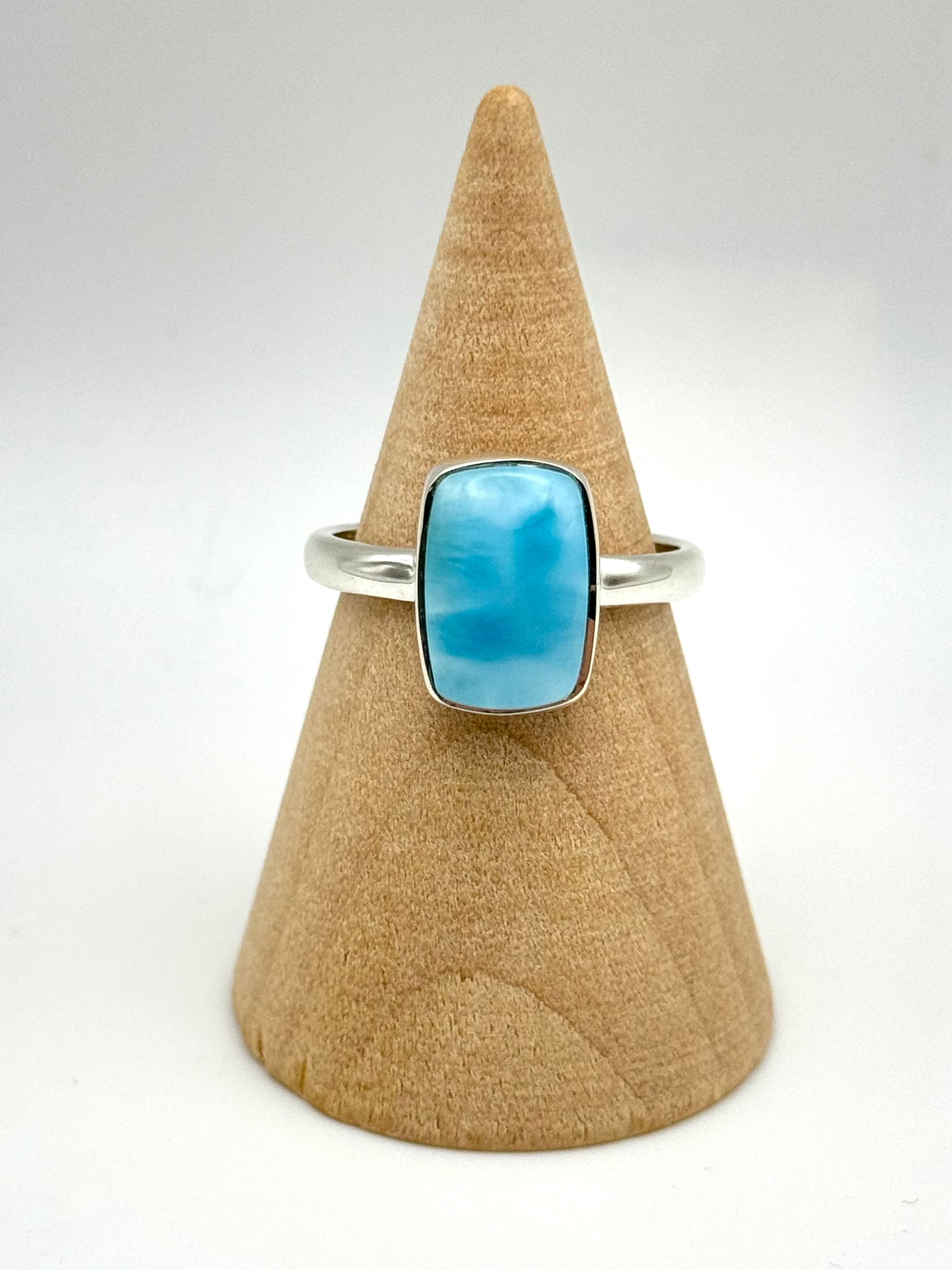 •LARIMAR - MEDIUM SOFT RECTANGLE• silver ring (size 8)