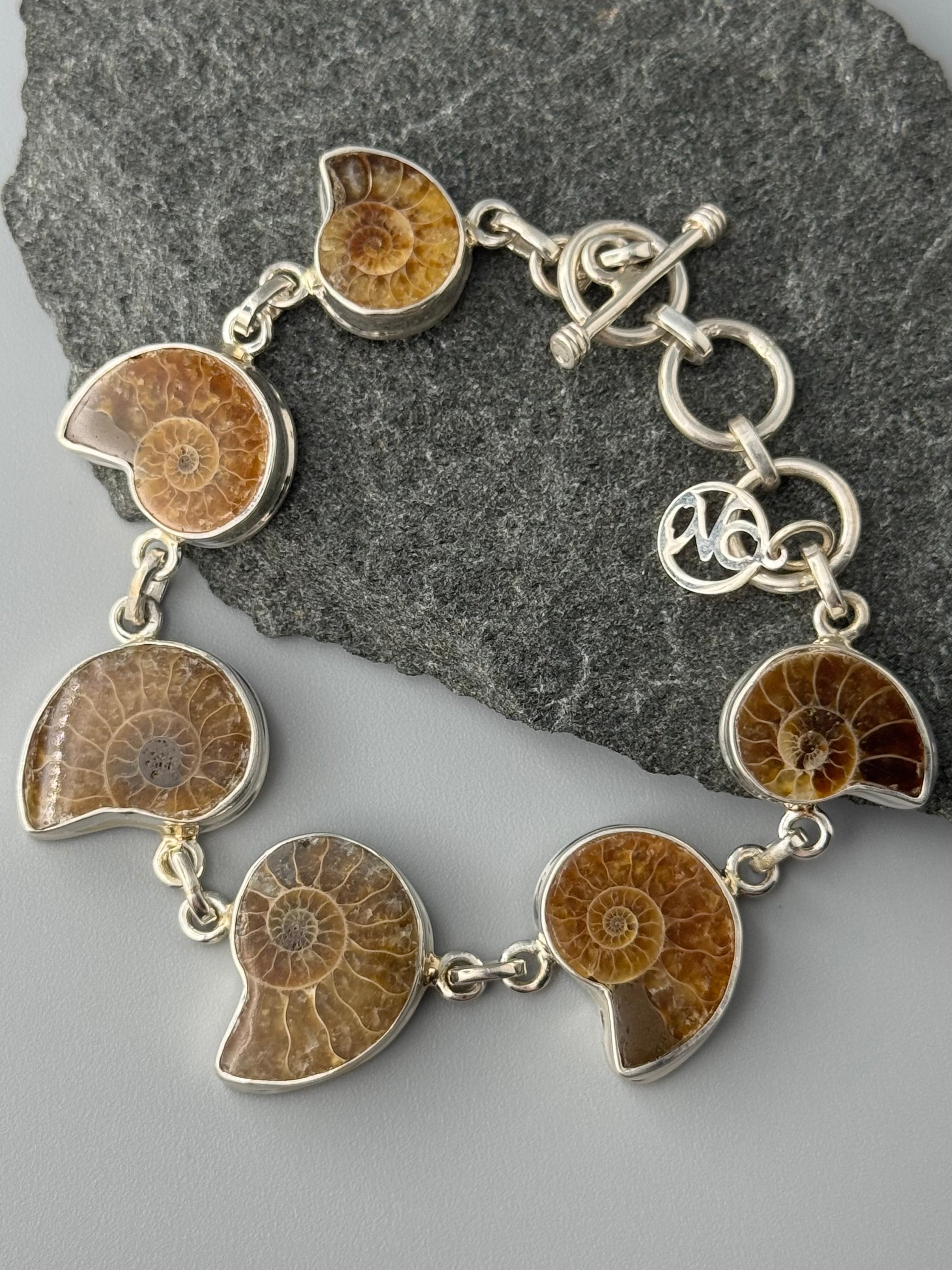 •AMMONITE• linked silver bracelet (6.75" - 8")