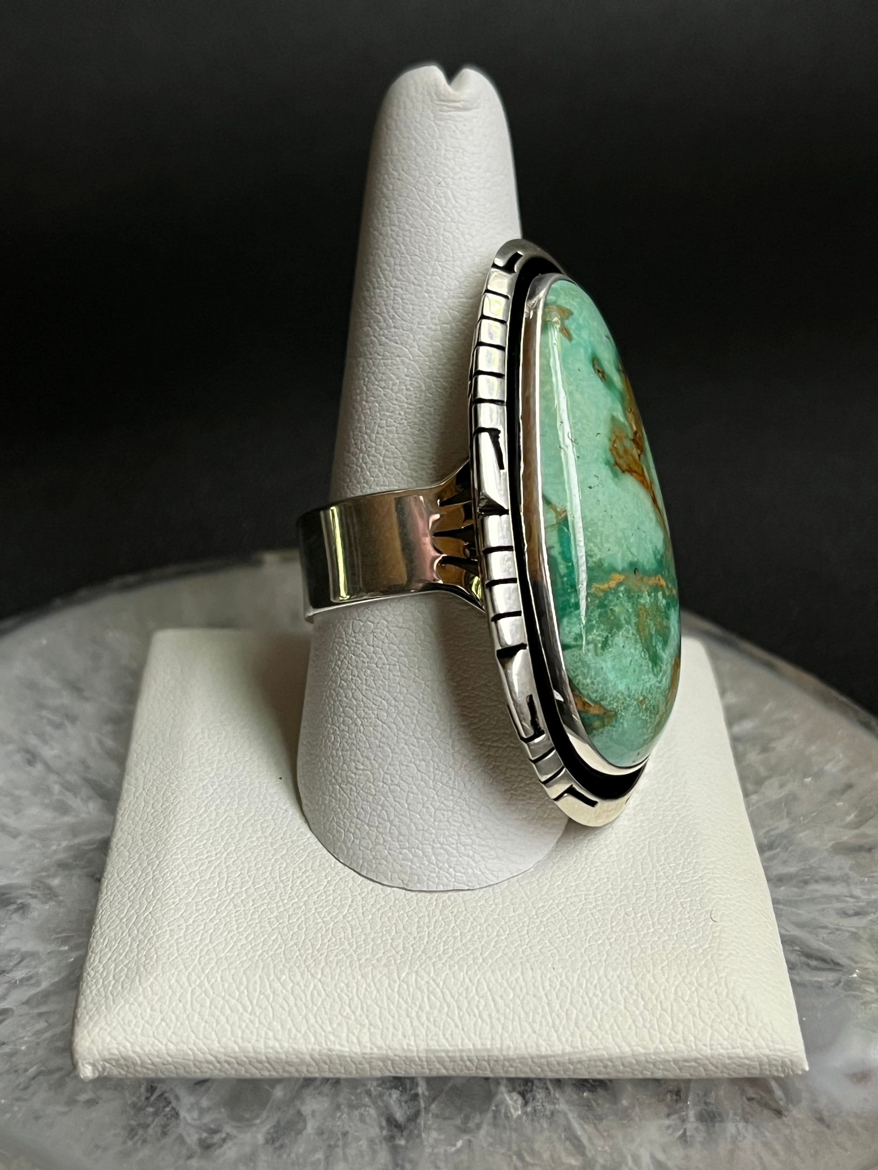 •SONORAN GOLD TURQUOISE• Navajo silver ring - size 10.25