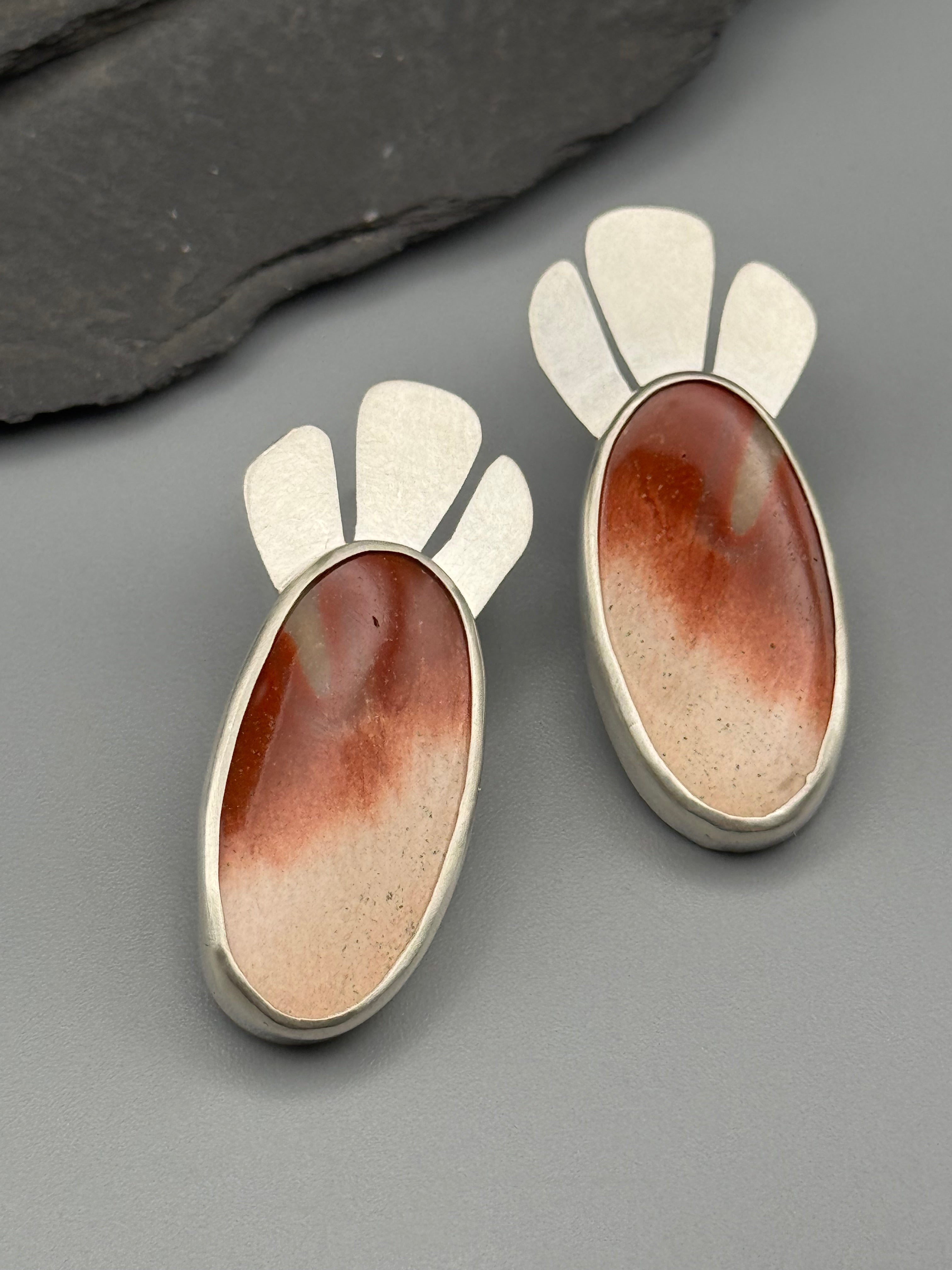 •PETALS• jasper + silver post earrings