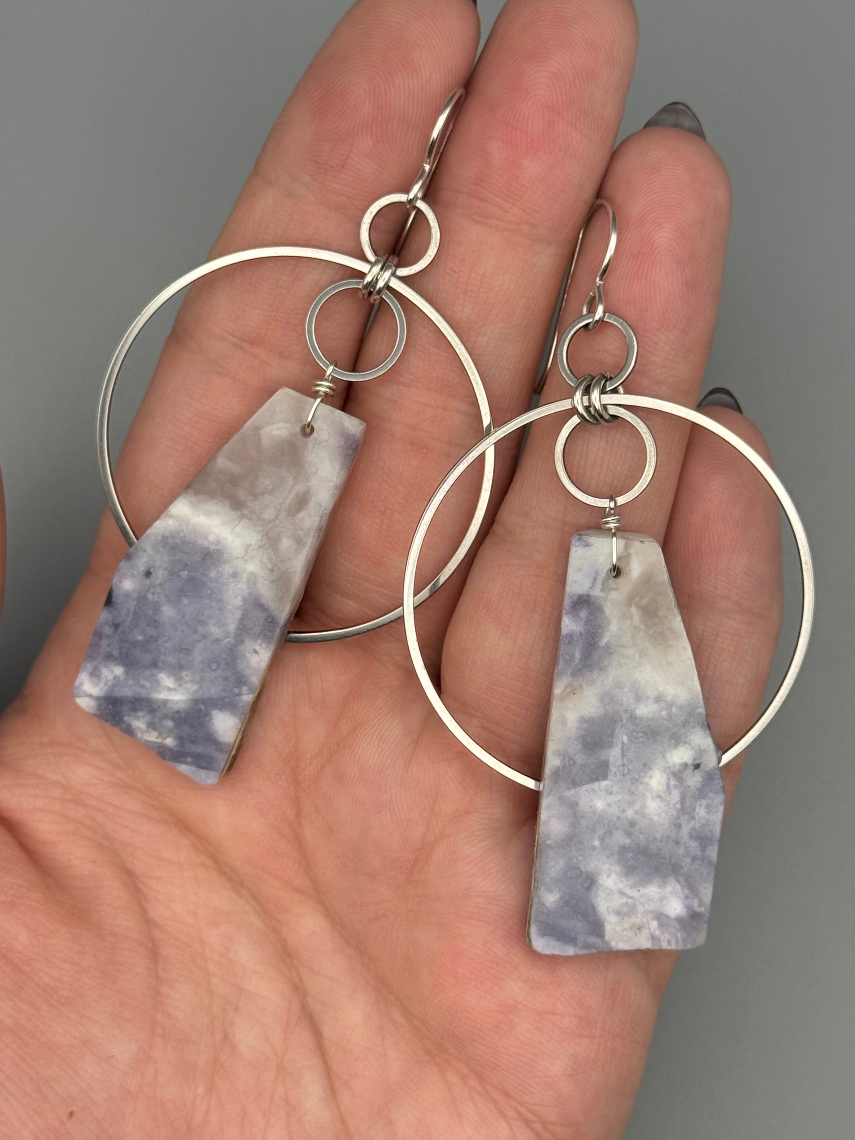 •EQUA ORBIT• purple opal slab + silver earrings