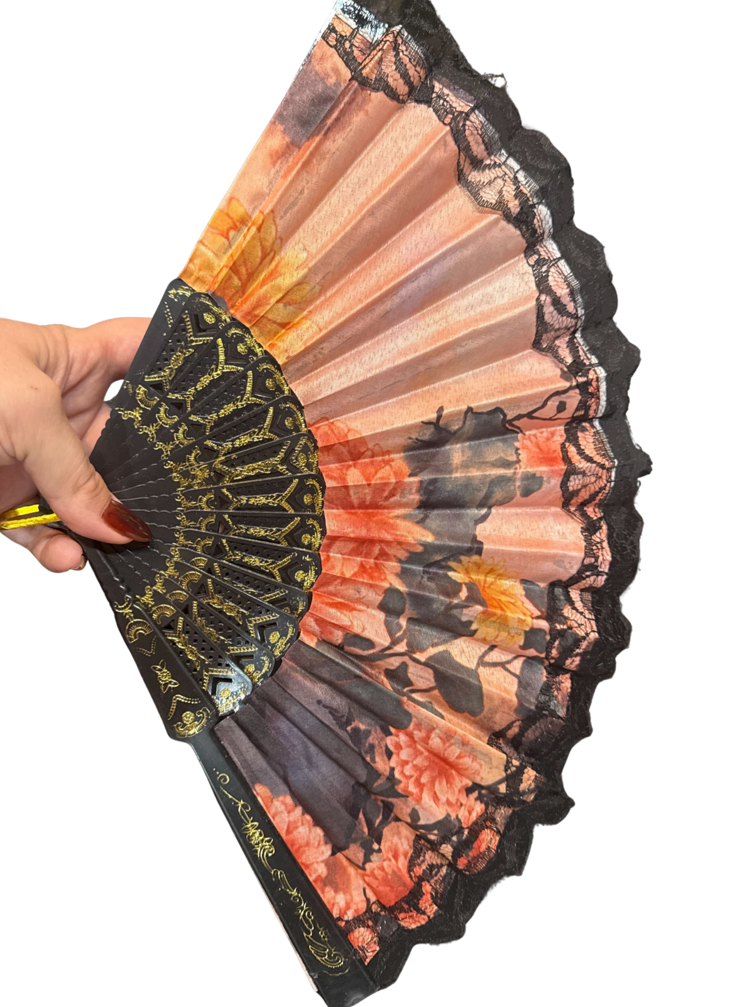 •LOVETT• goth lace floral folding fan