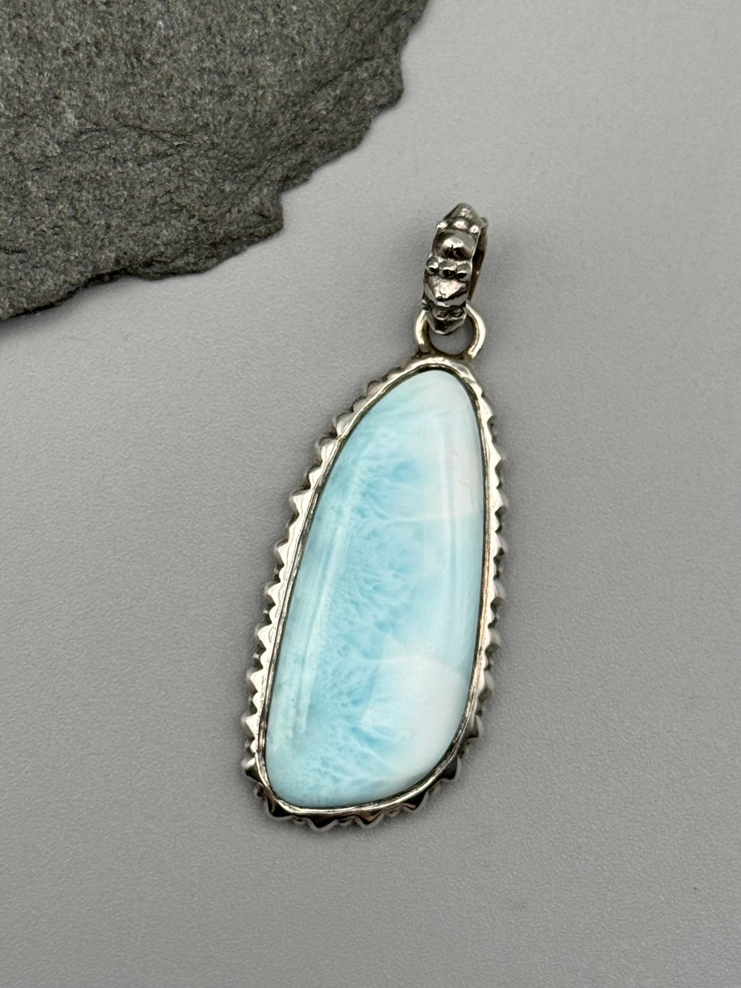 •LARIMAR - FREEFORM FRAME• sterling silver pendant