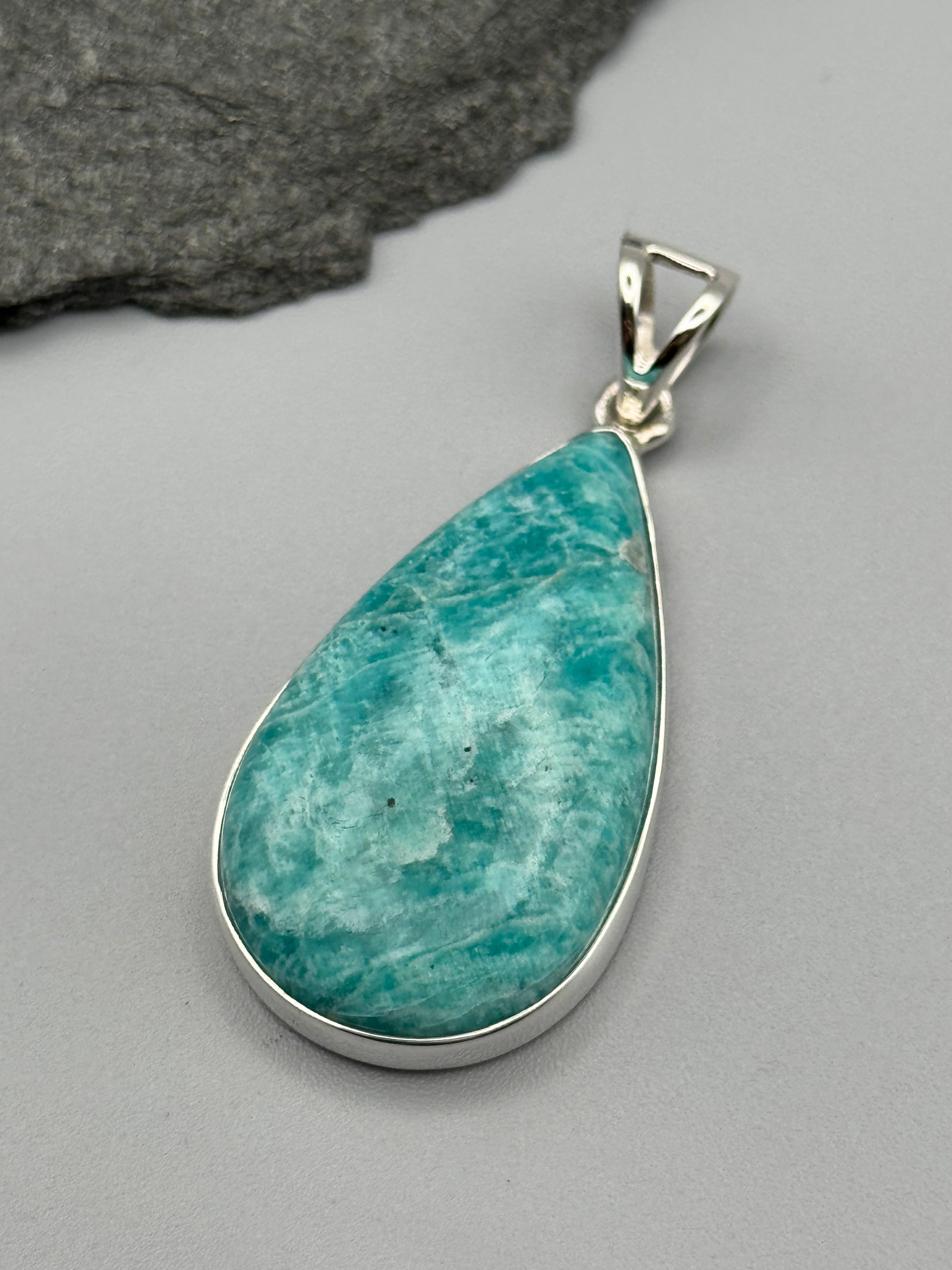 •AMAZONITE - TEAR 1• sterling silver pendant