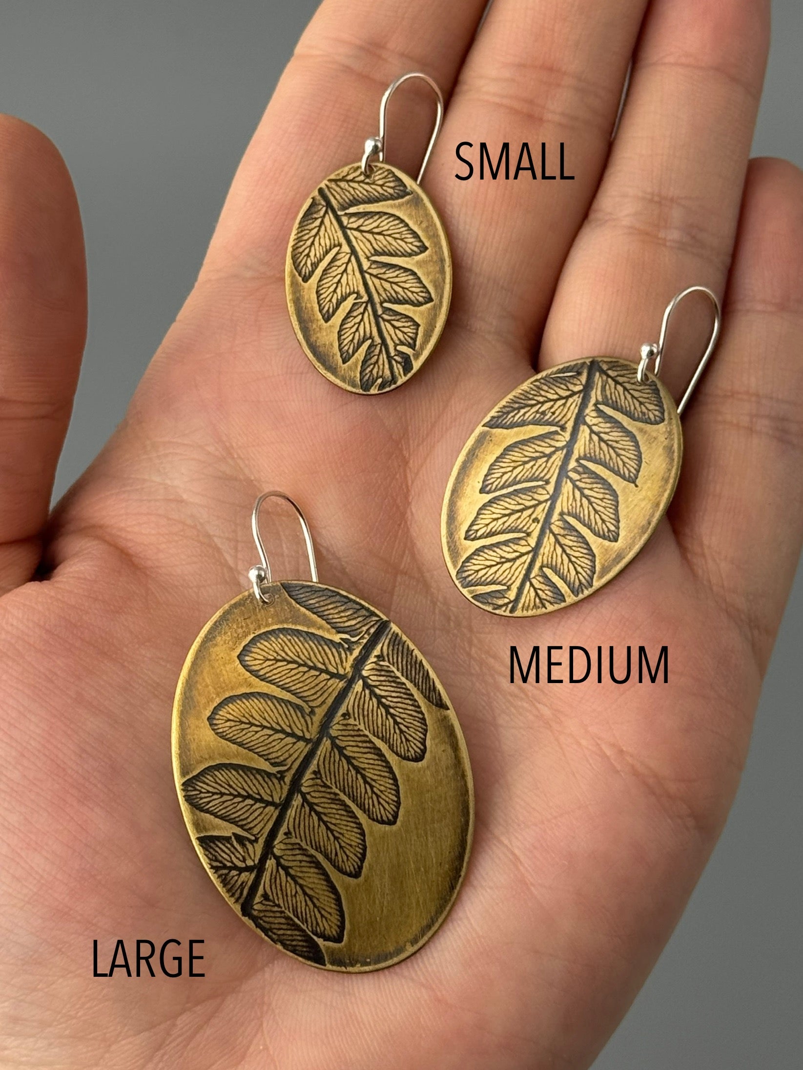 •FERN OVOID• mixed metal dangle earrings