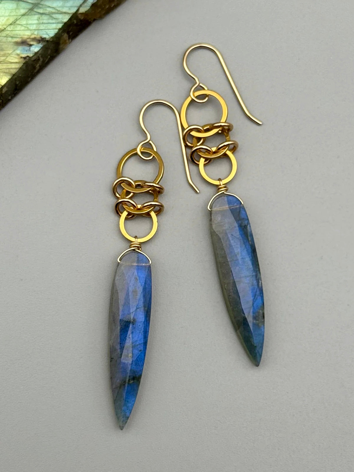 •EOWYN• faceted labradorite + gold earrings