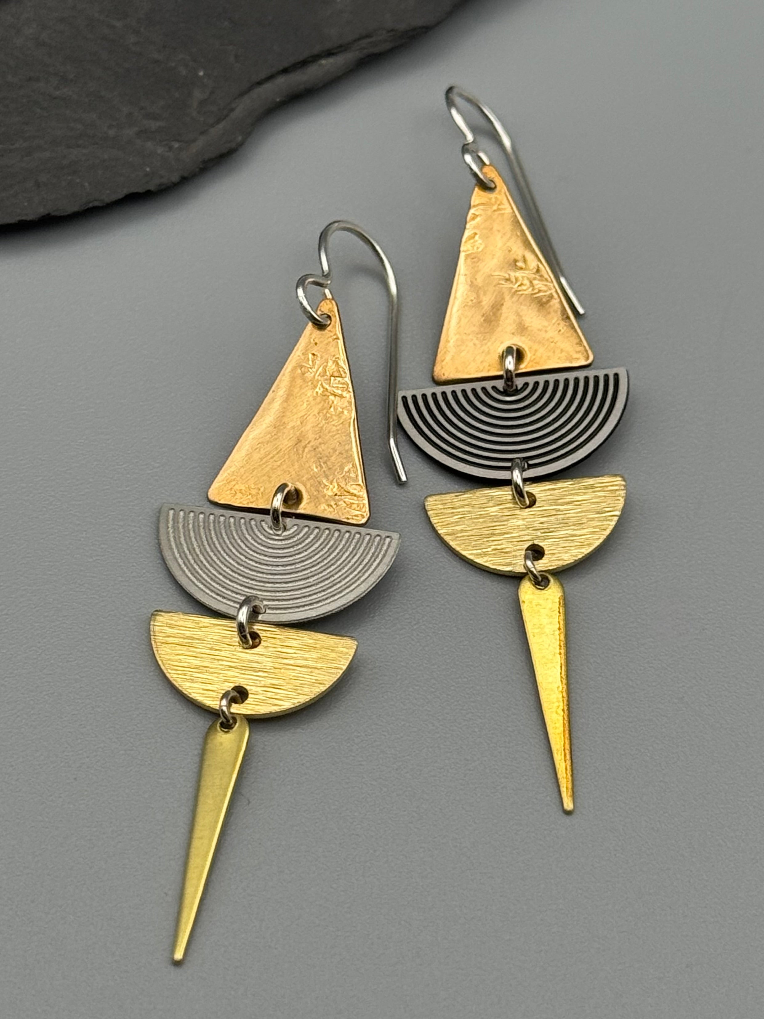 •SHAPE SHIFTER• mixed metal dangle earrings