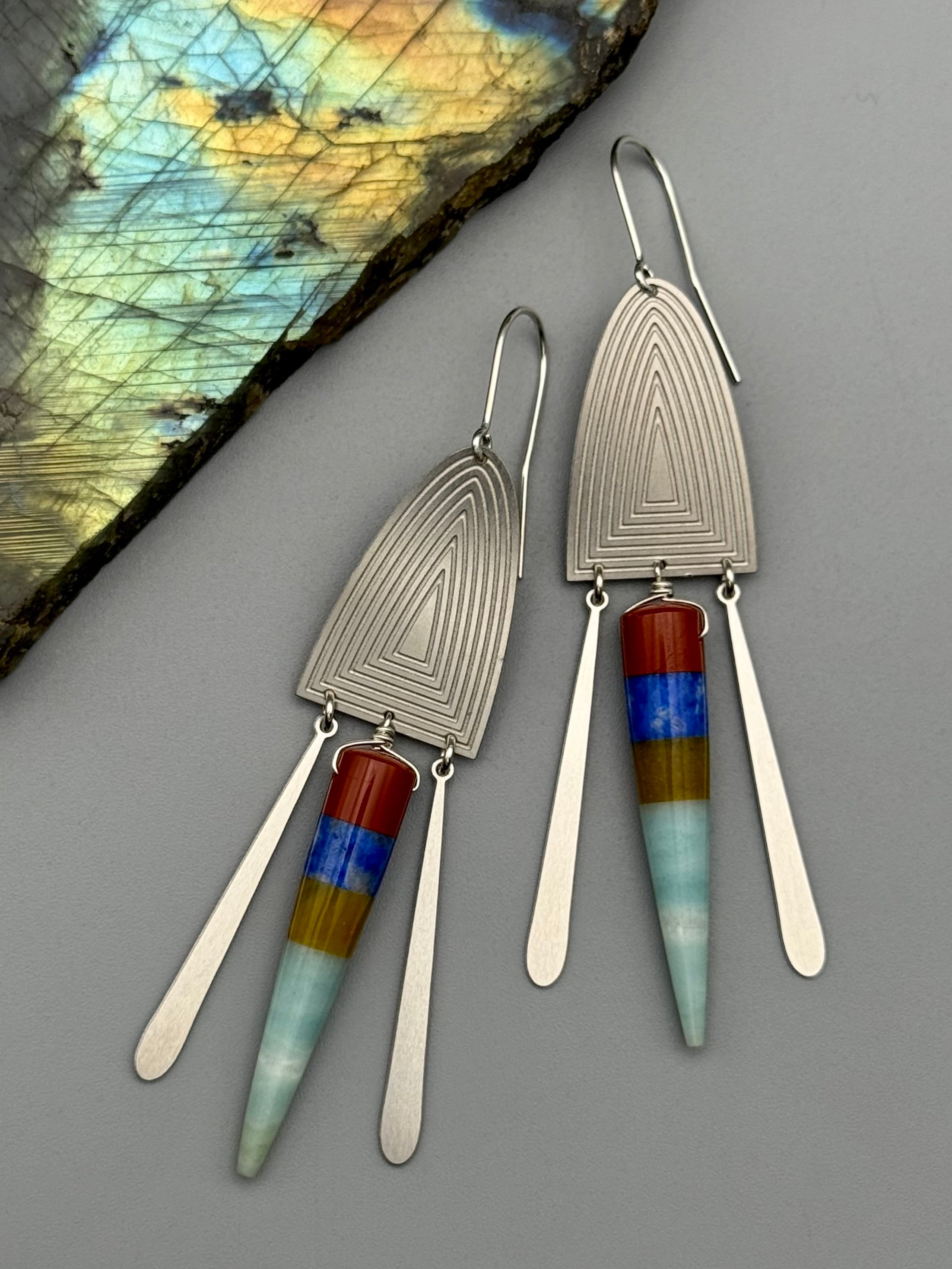 •PORTAL DANCE• intarsia + silver earrings