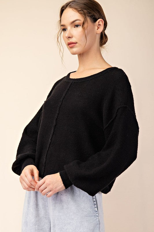 •BLACK• exposed seam sweater