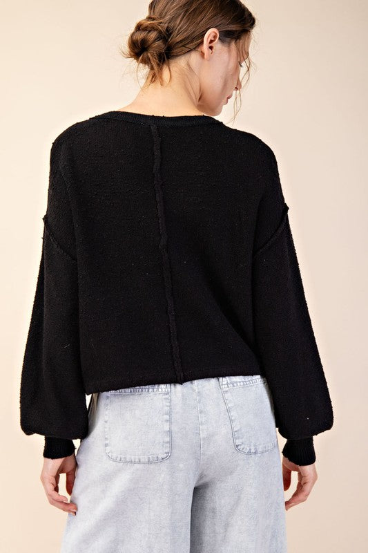 •BLACK• exposed seam sweater