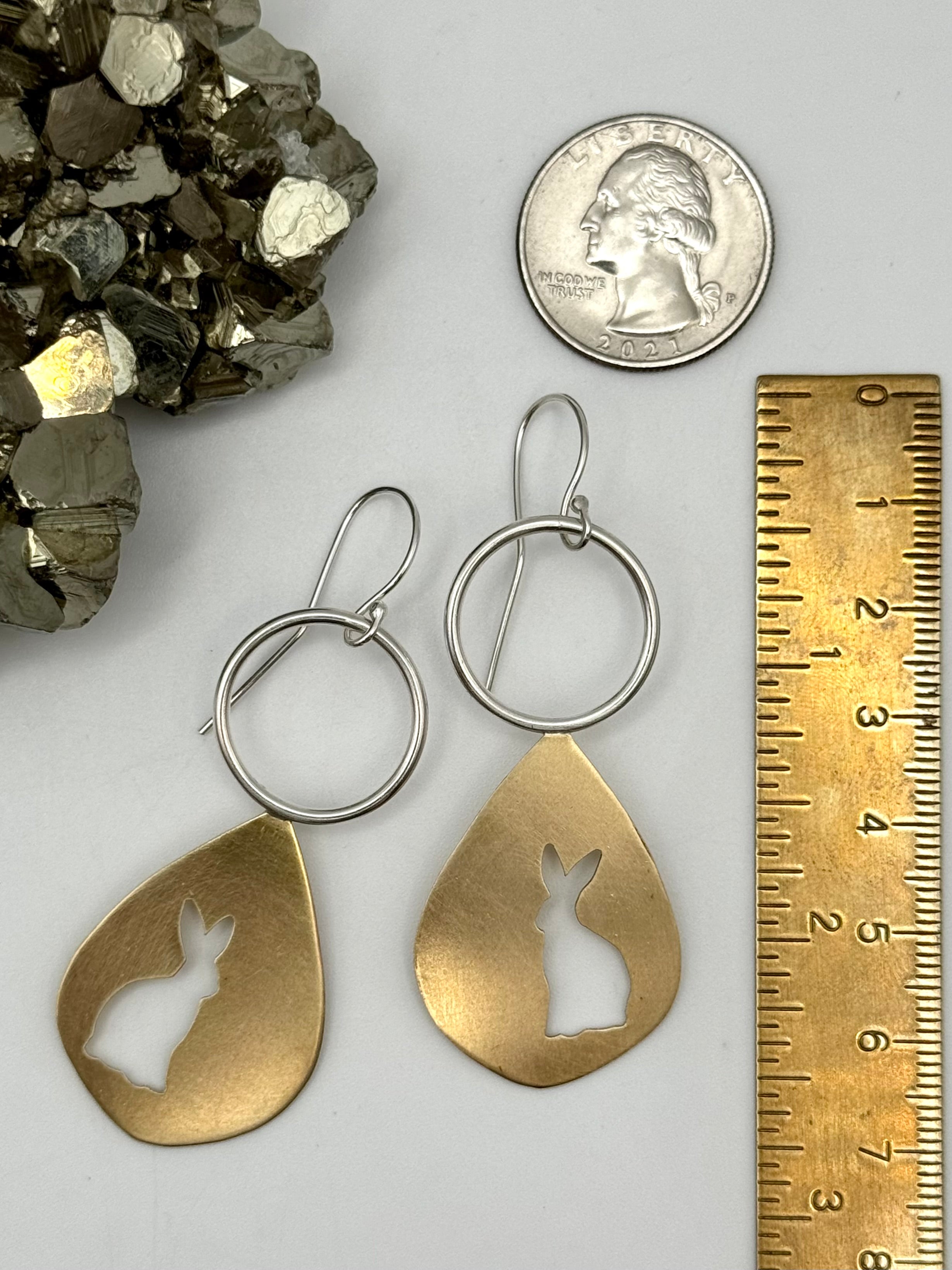 •WARREN• rabbit silhouette + mixed metal dangle earrings