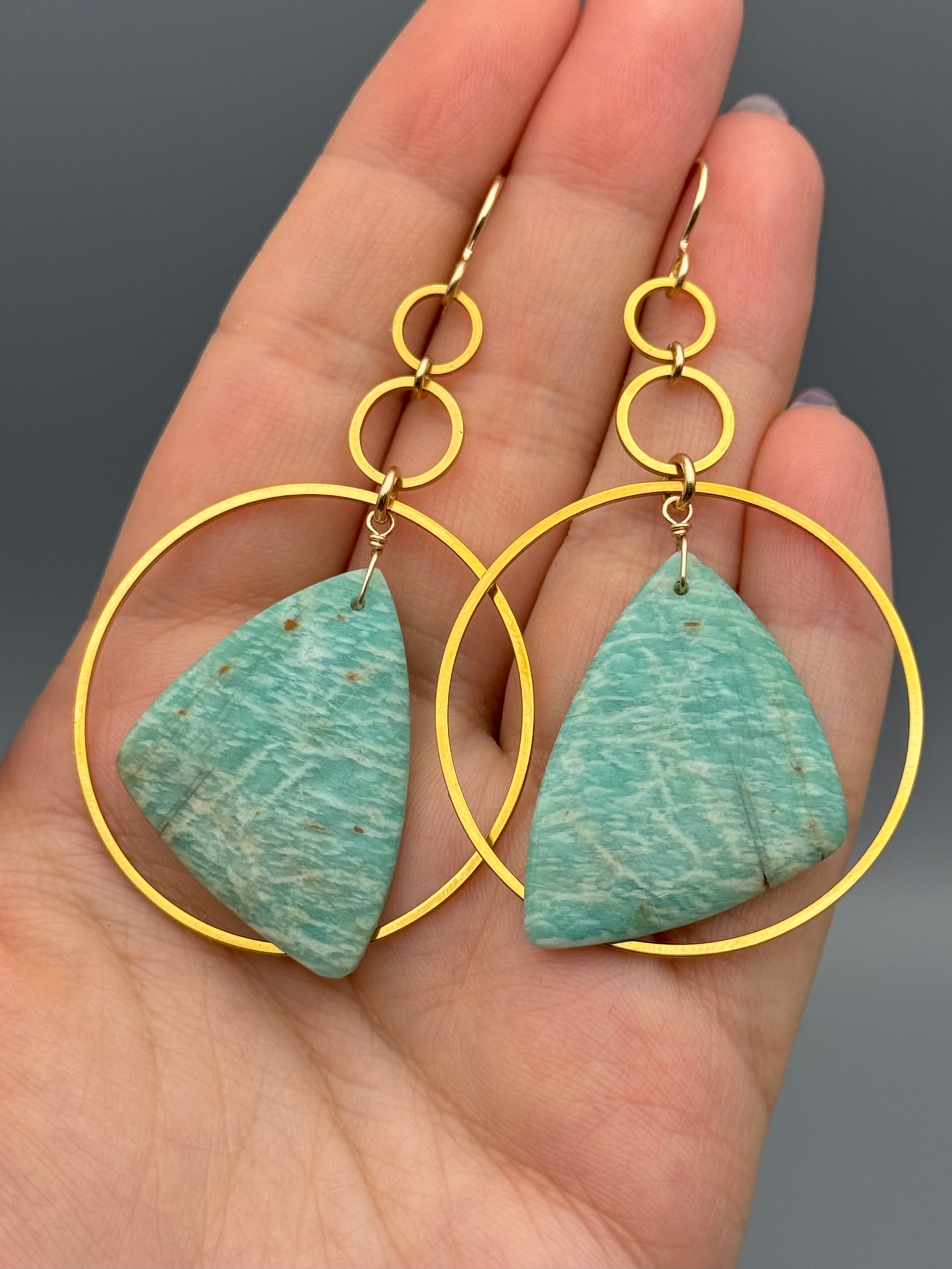 •EQUA LUNA• amazonite wing + gold earrings