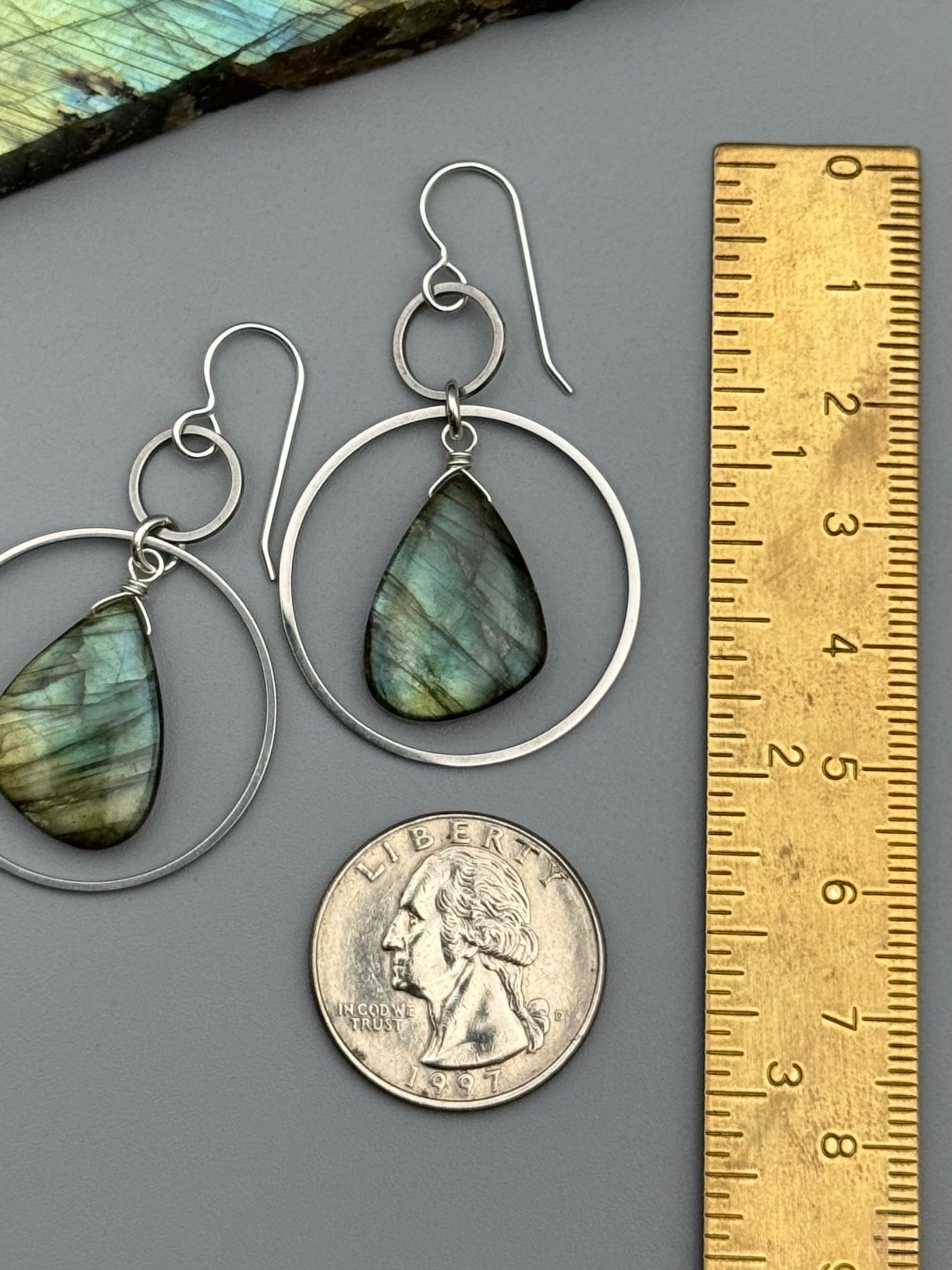 •EQUA-LUNA• labradorite wing + silver earrings