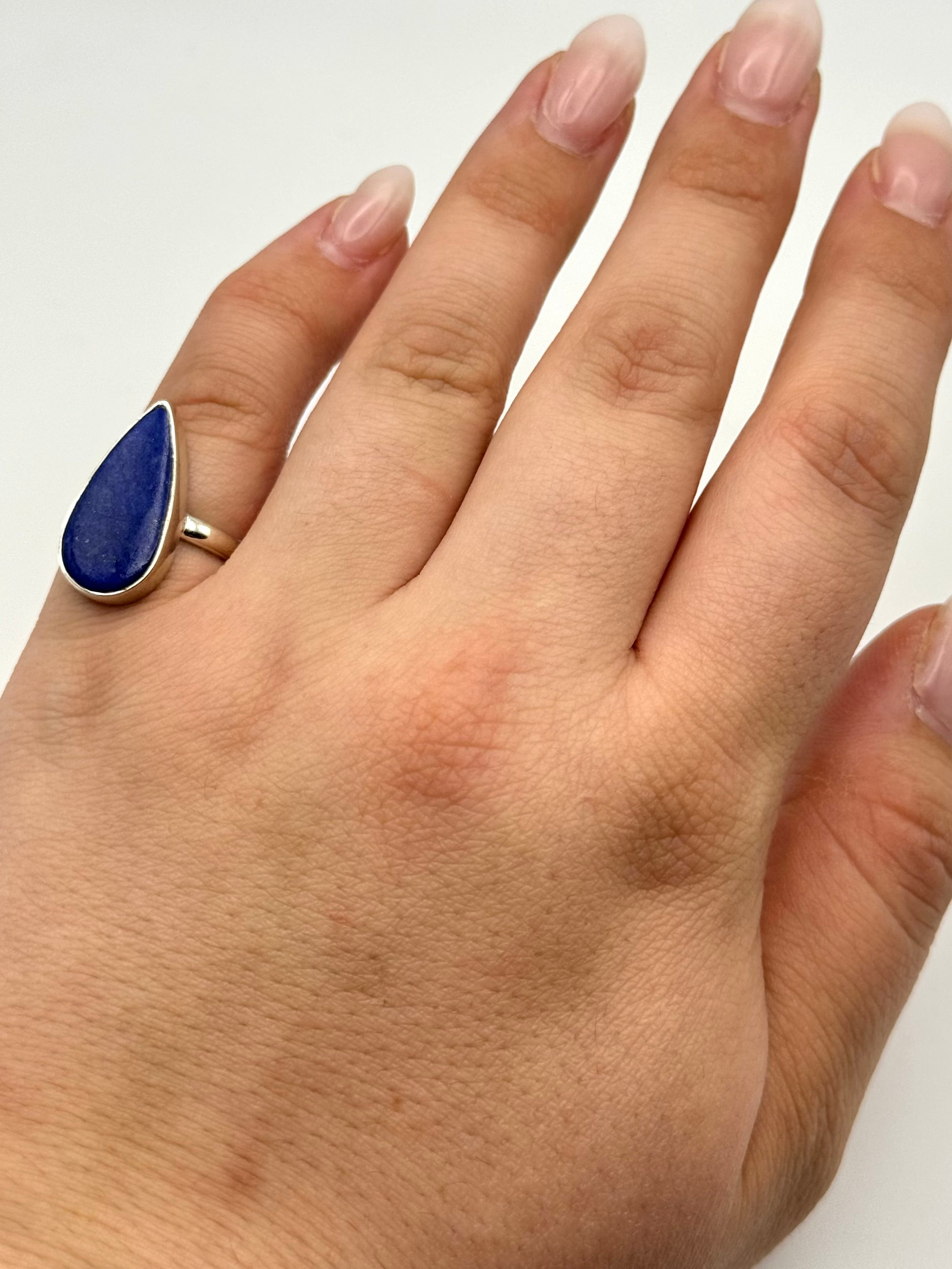 •LAPIS - LARGER TEARDROP• silver ring (size 6.25)