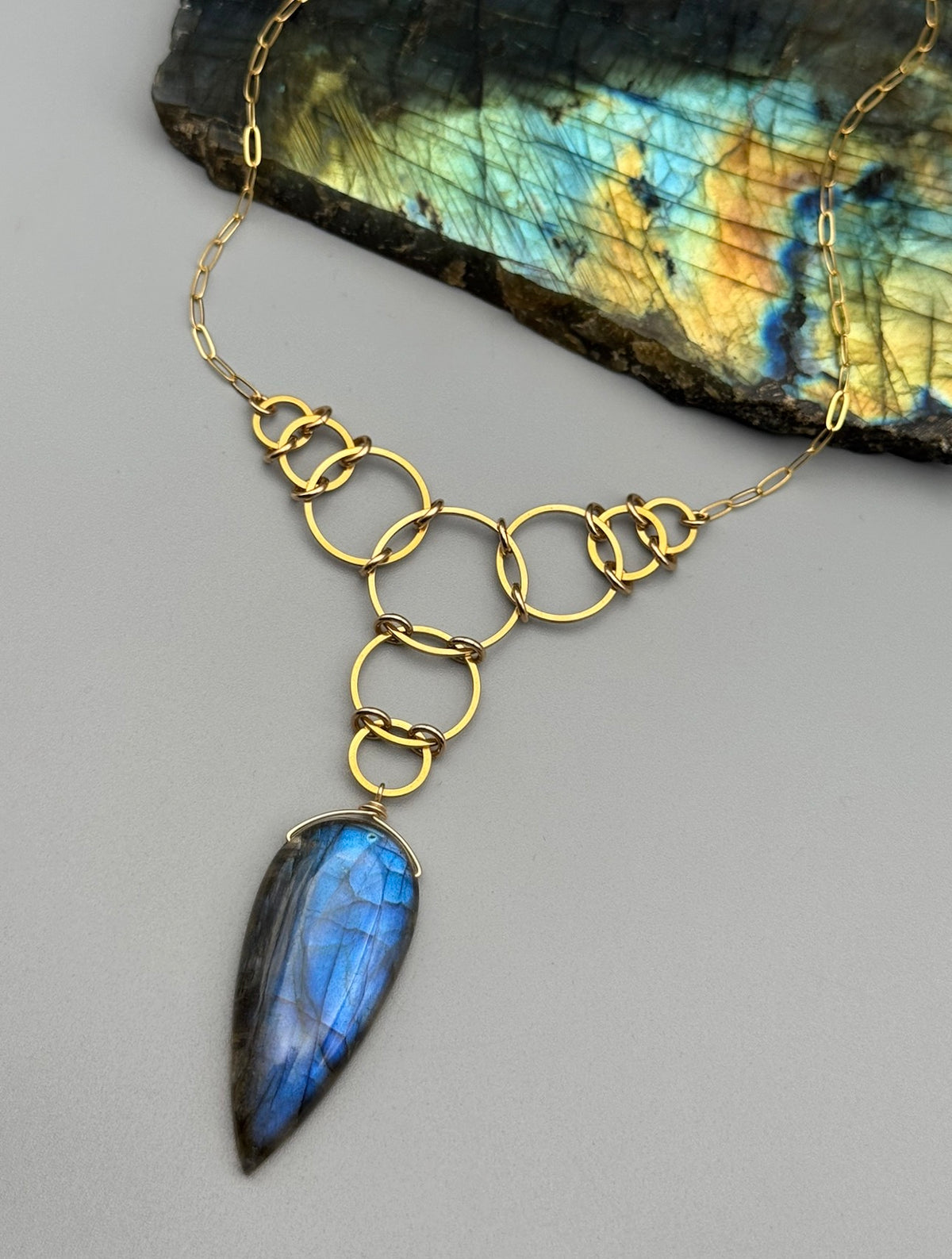 •EOWYN• labradorite spear tear + gold necklace (18"-20" long)