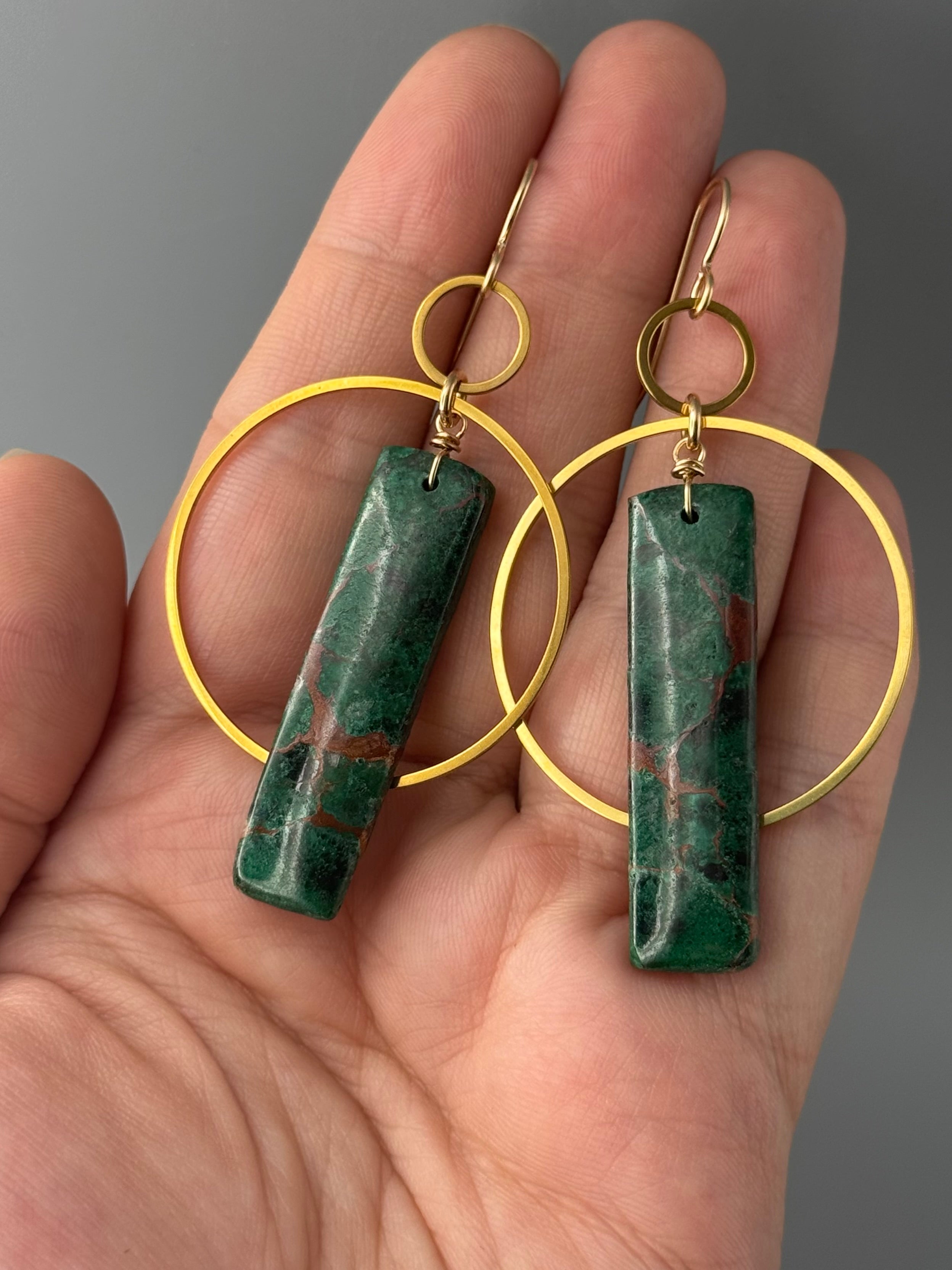 •EQUA-ORBIT• congolese malachite + gold earrings