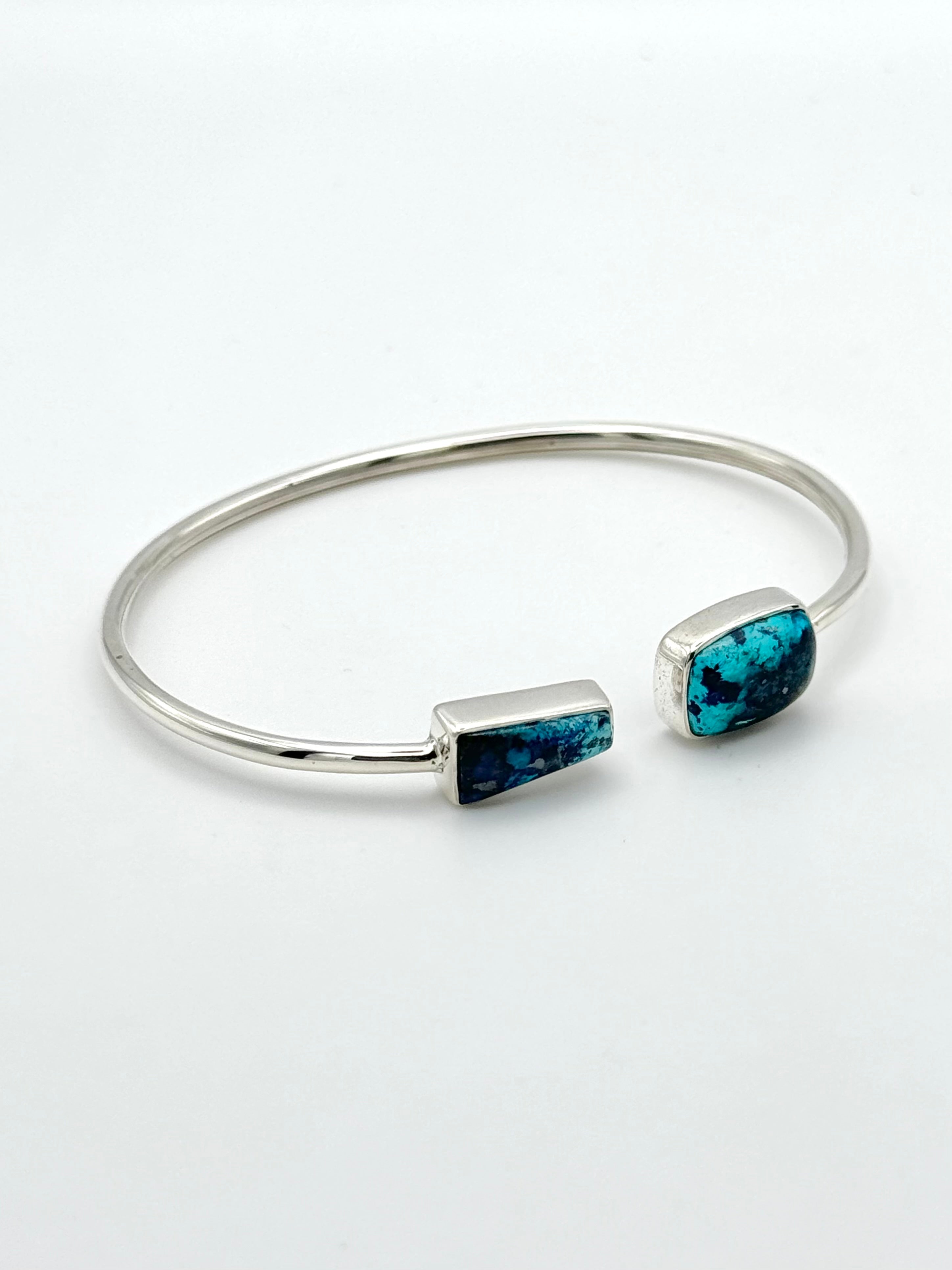 •PORTAL + SOFT RECTANGLE• shattuckite + silver twist-on cuff bracelet