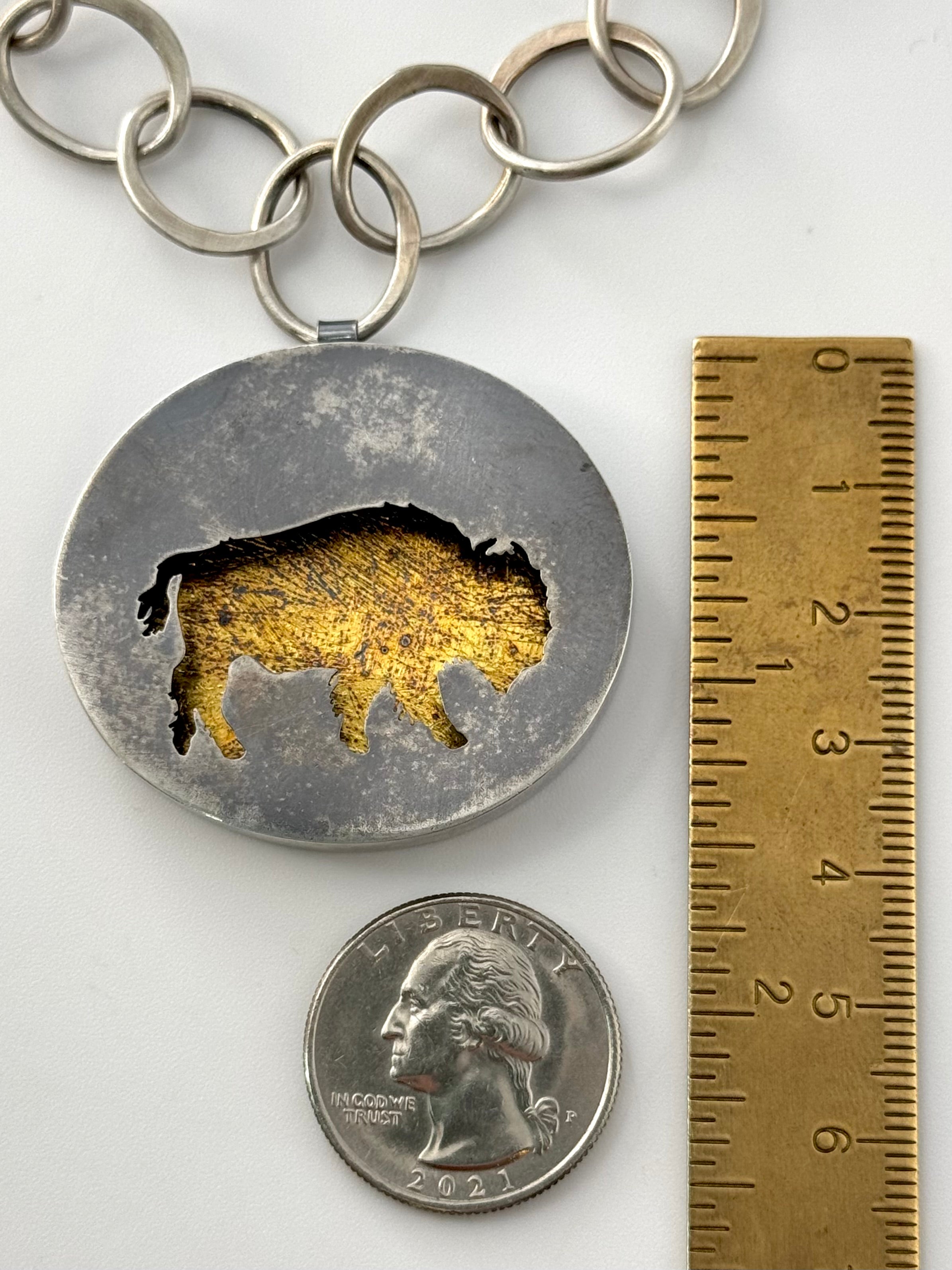 •KEUM-BOO BISON• silver + gold shadowbox necklace (adj to 19")