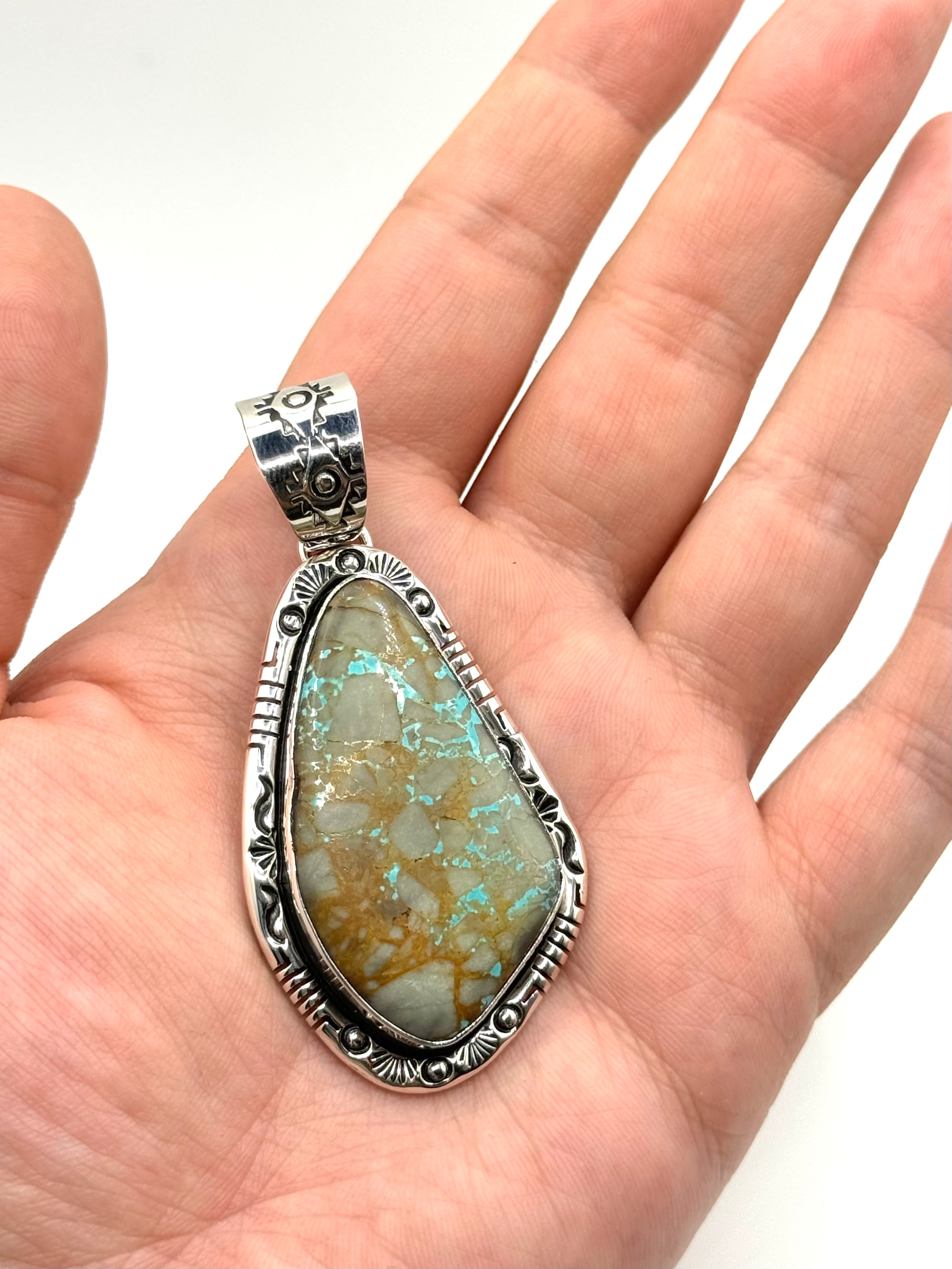 •TURQUOISE - 2• Navajo silver pendant