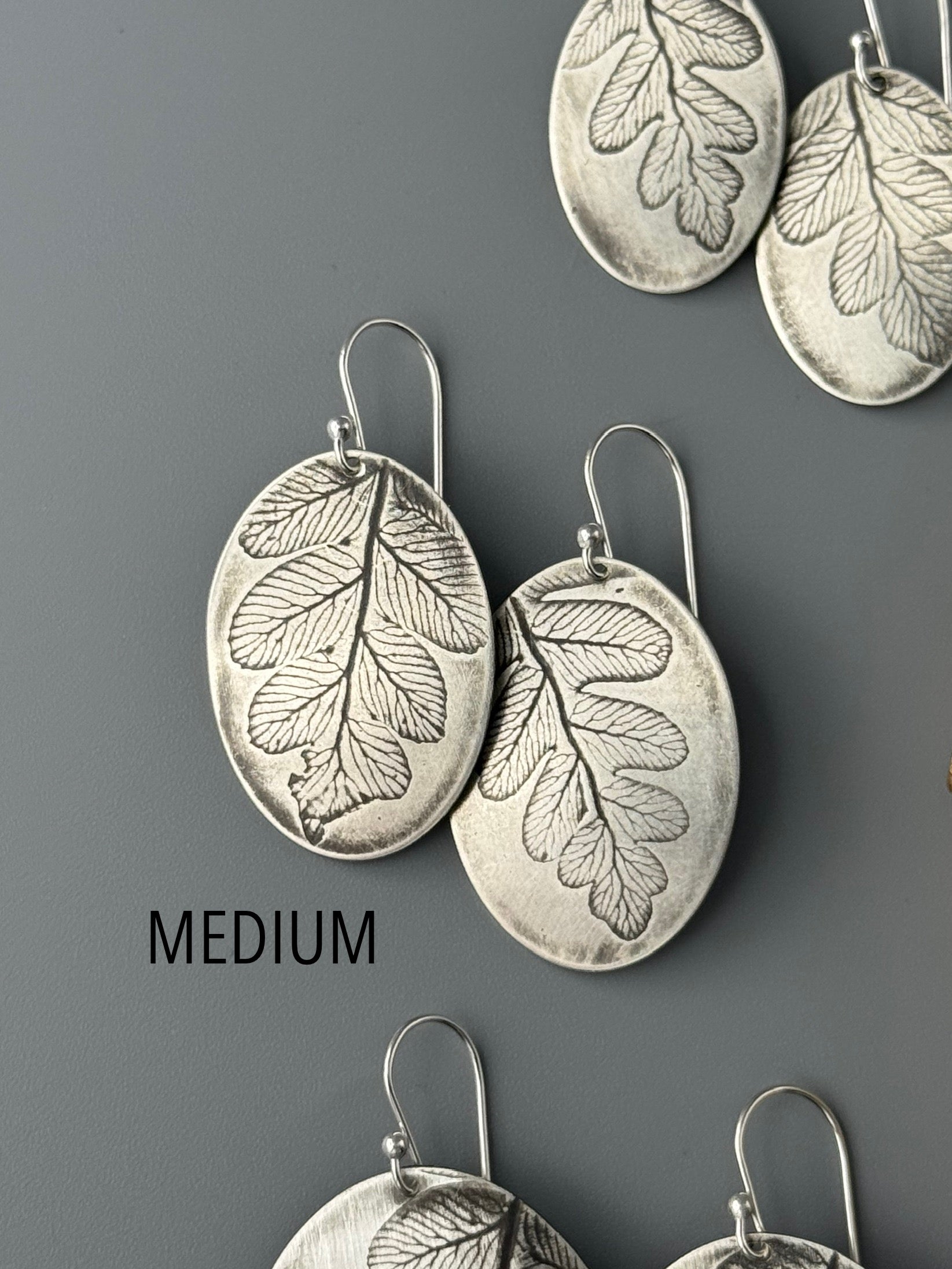 •FERN OVOID• silver dangle earrings