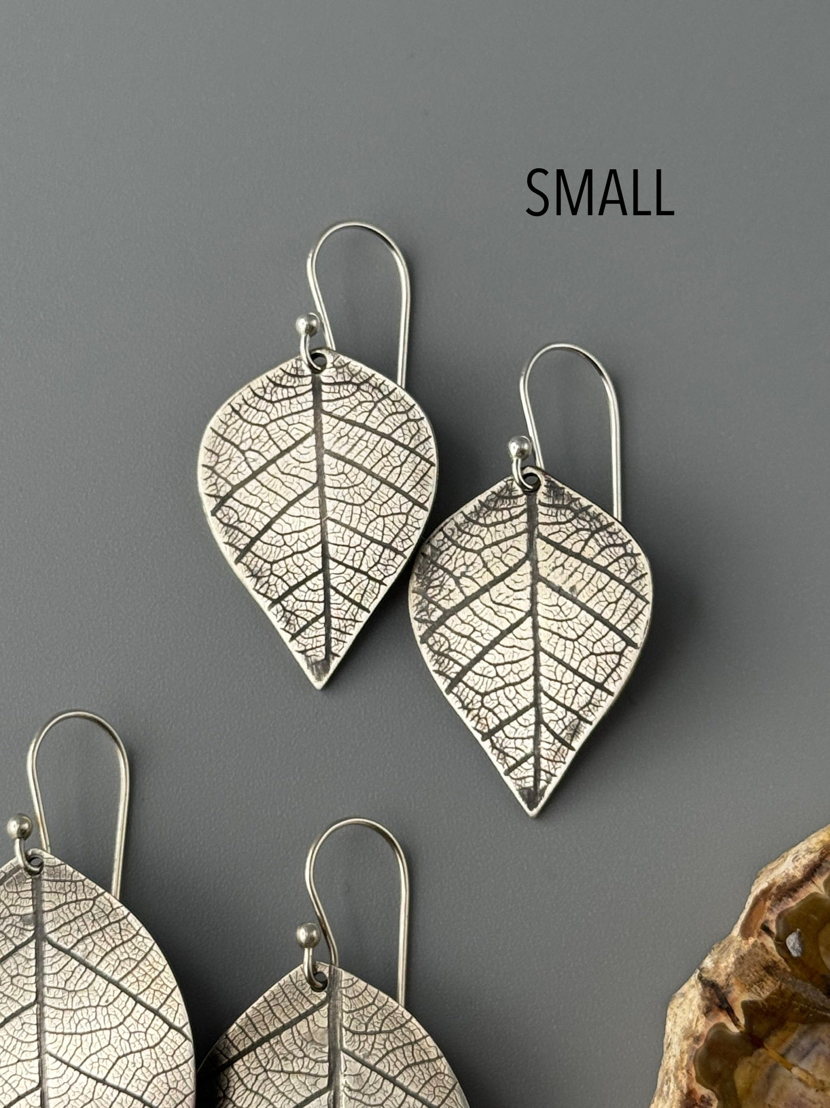 •LEAF• silver dangle earrings