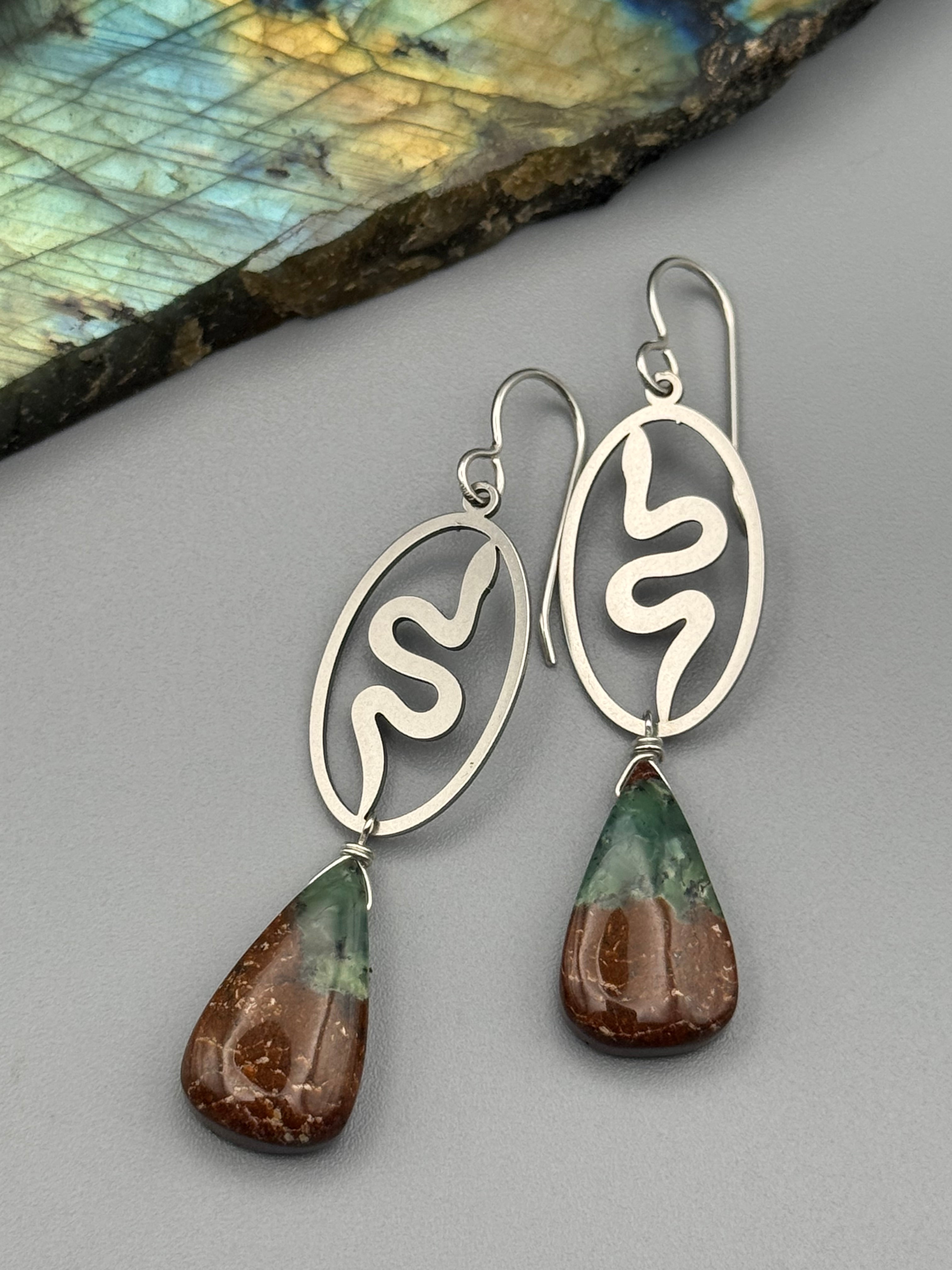 •SLITHER• chrysoprase + silver earrings