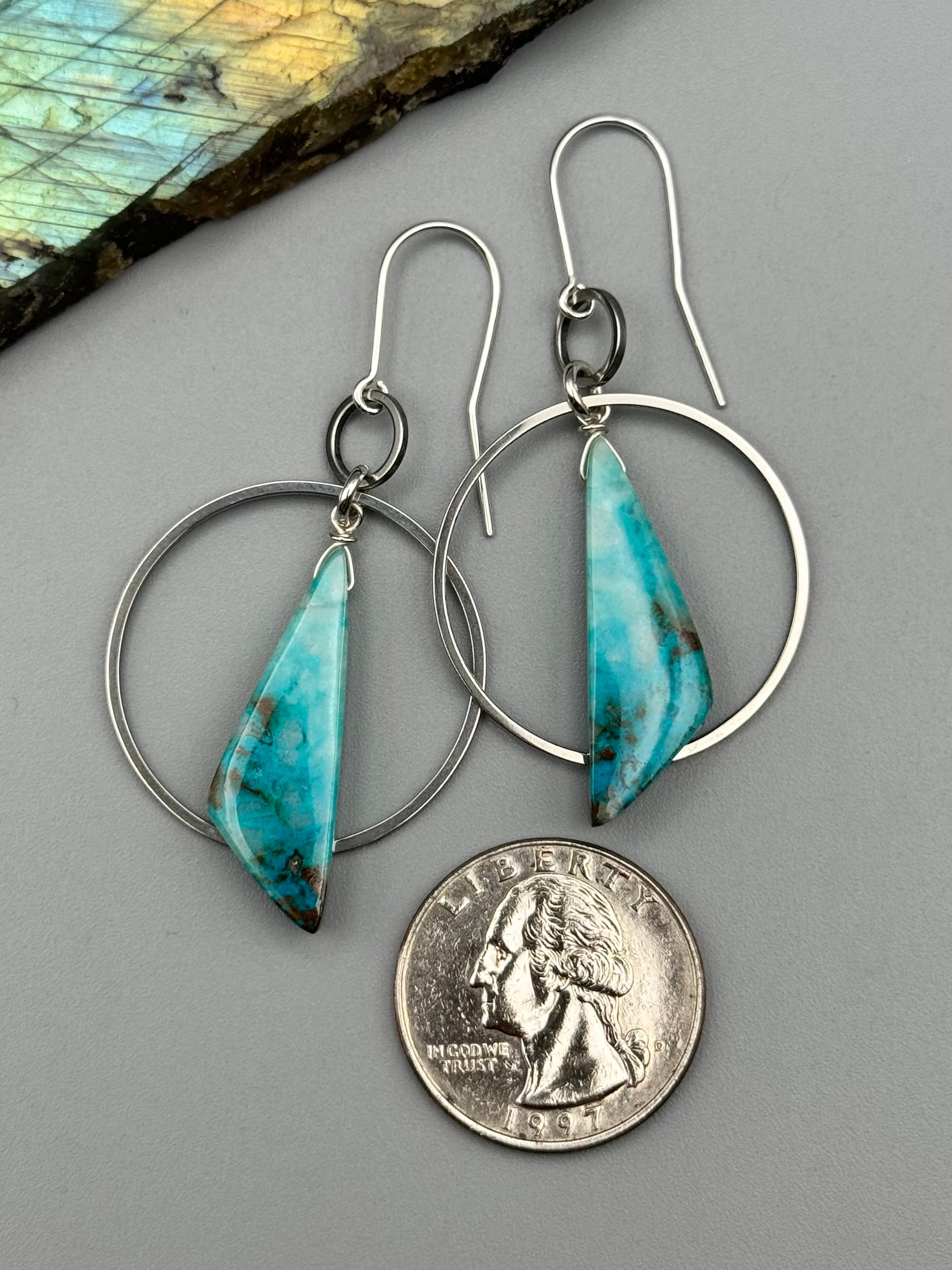 •EQUA-ORBIT• chrysocolla wing + silver earrings