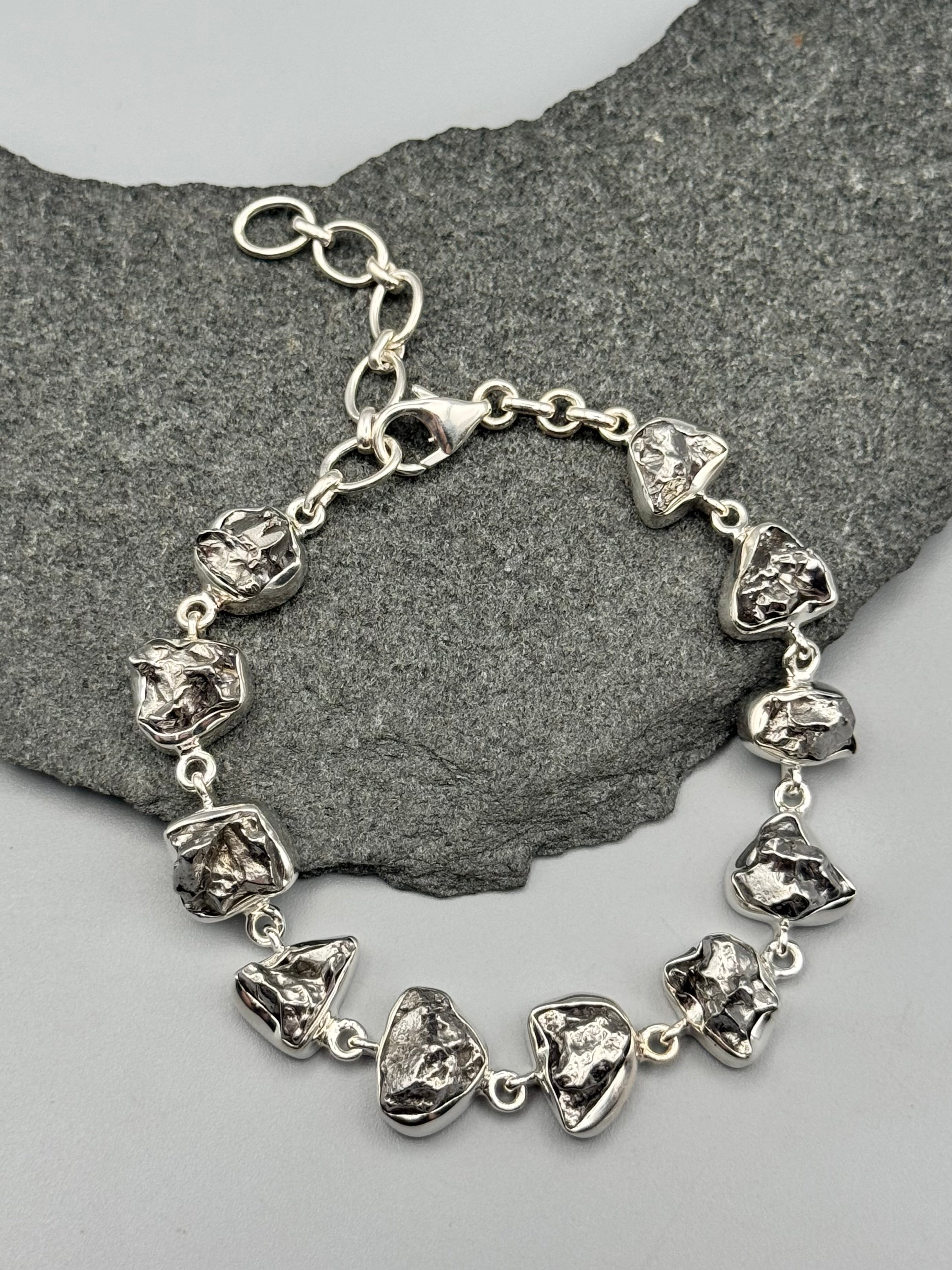 •METEORITE• linked silver bracelet (7.25" - 9")
