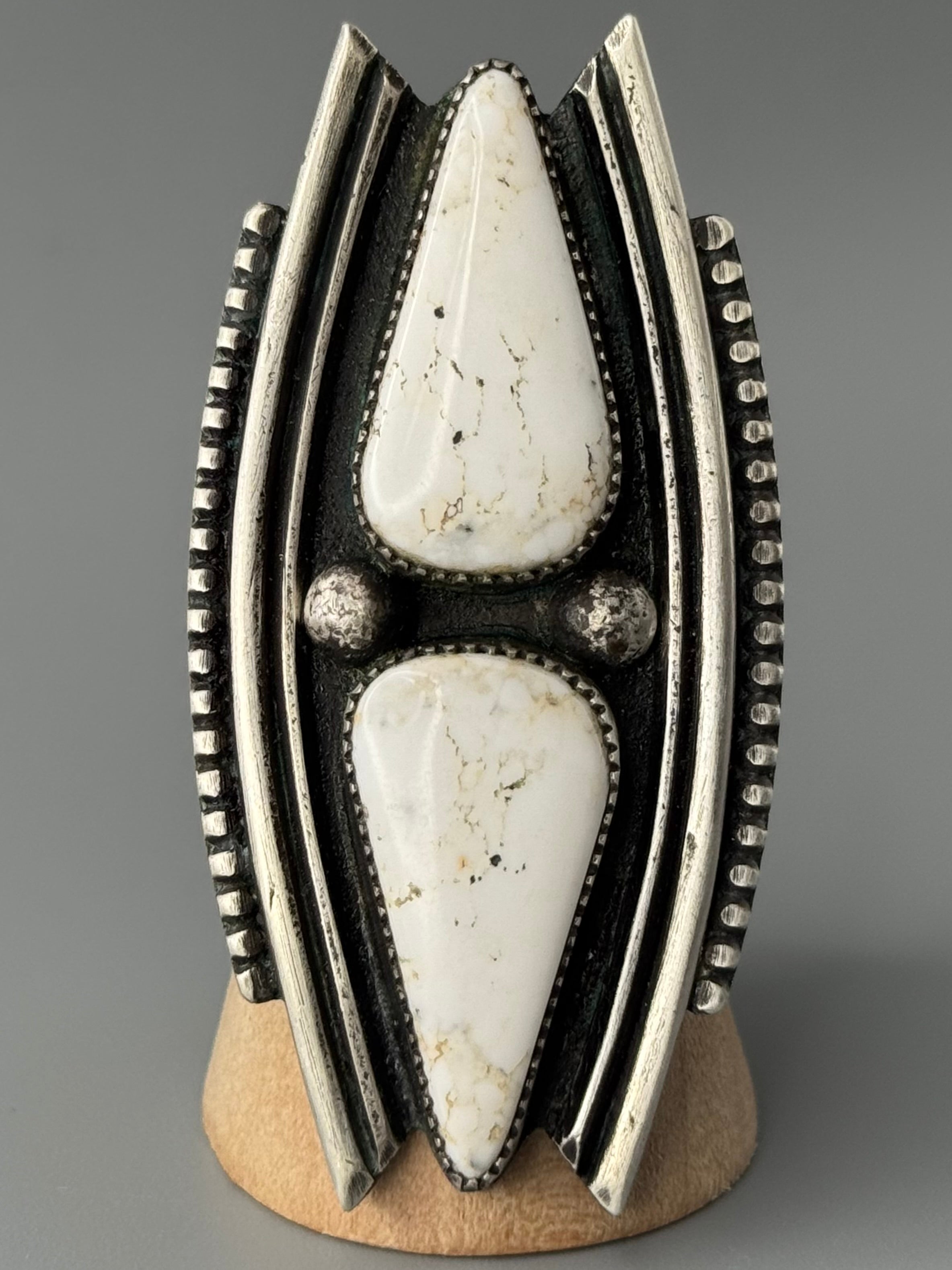 •DOUBLE TROUBLE• white buffalo + silver ring (size 7.75)