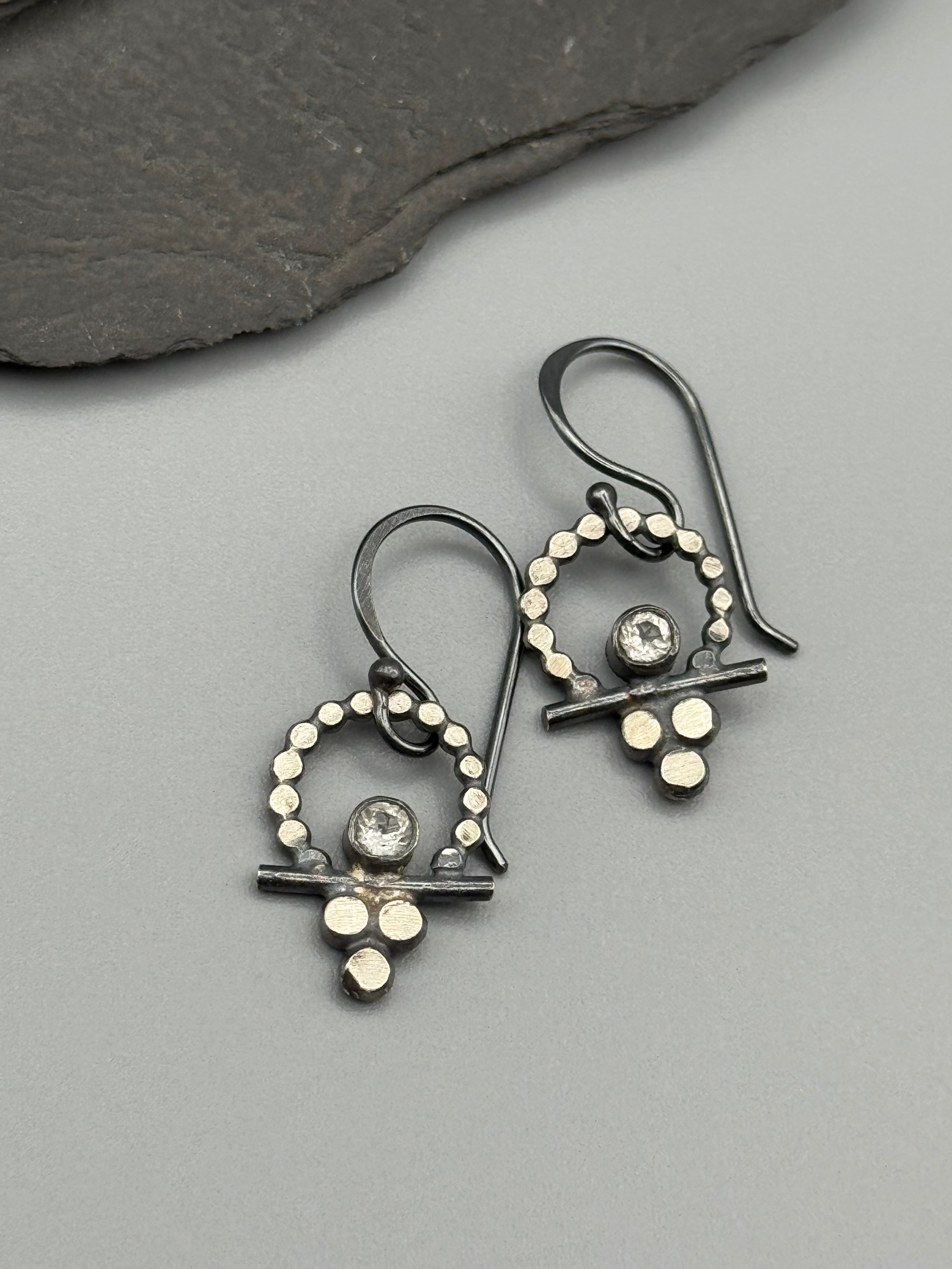 •BALANCE• white topaz + silver dangle earrings