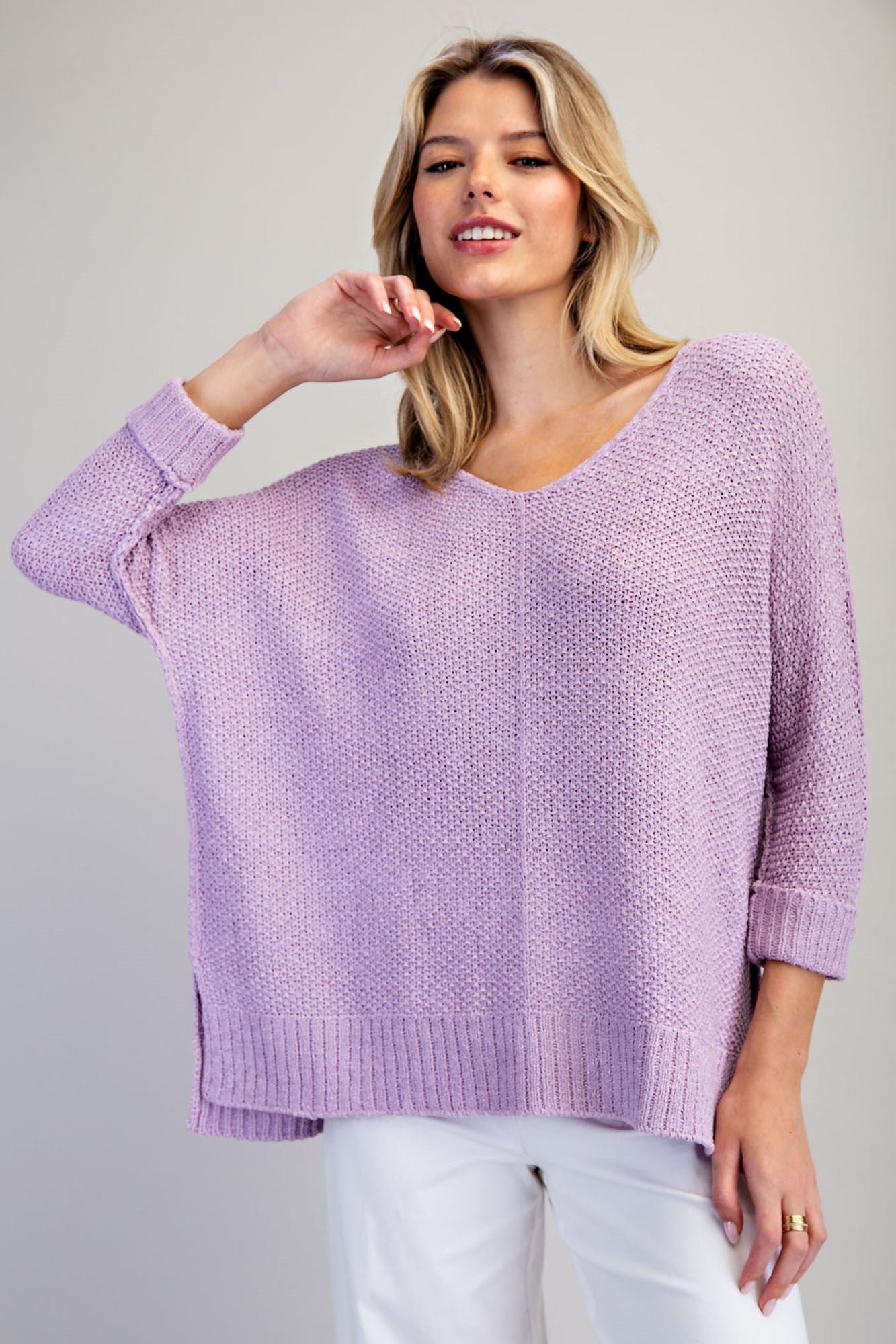 •JUNO• exposed seam V-neck sweater