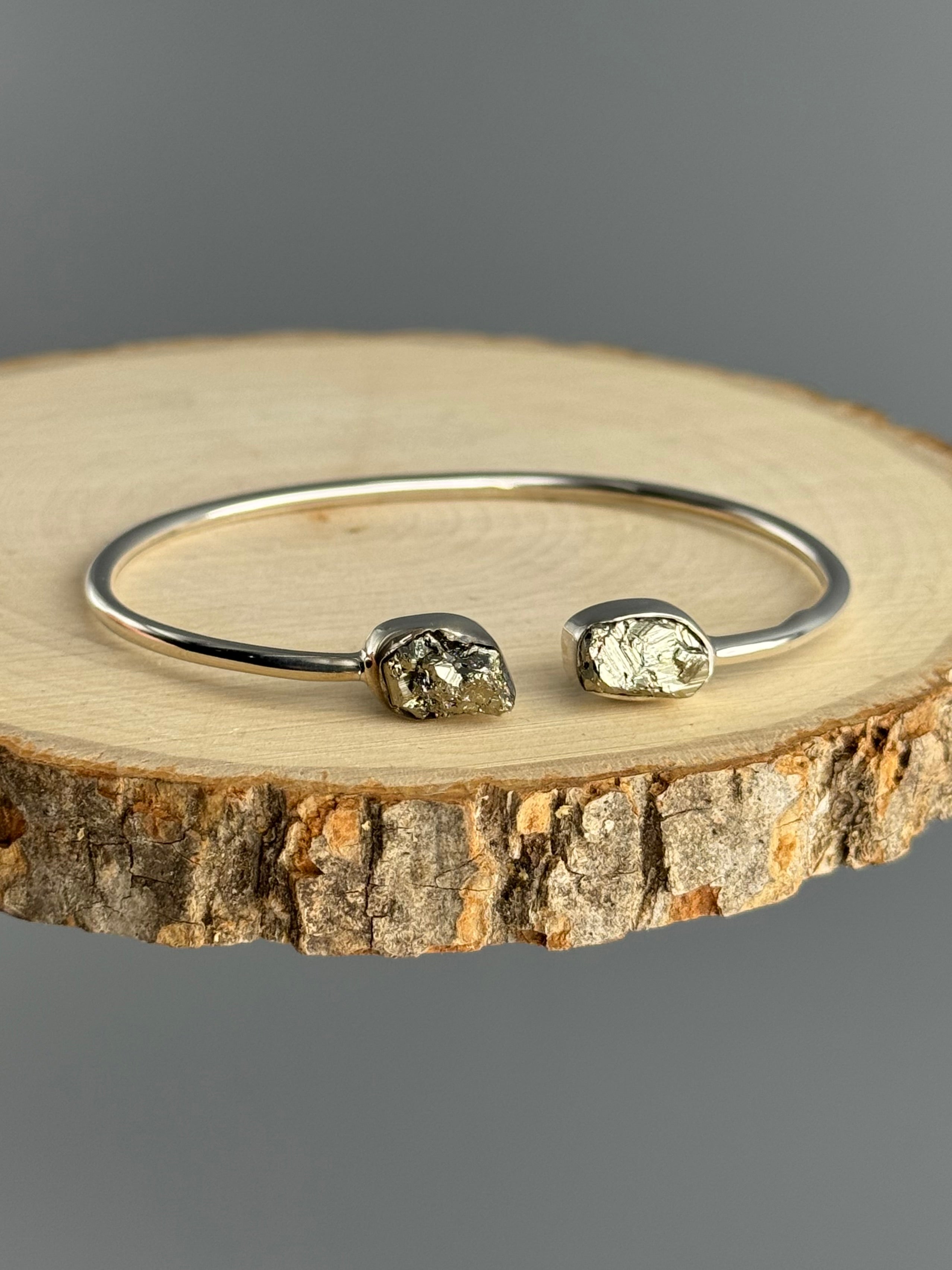 •ORGANIC FREEFORMS• pyrite + silver twist-on cuff bracelet