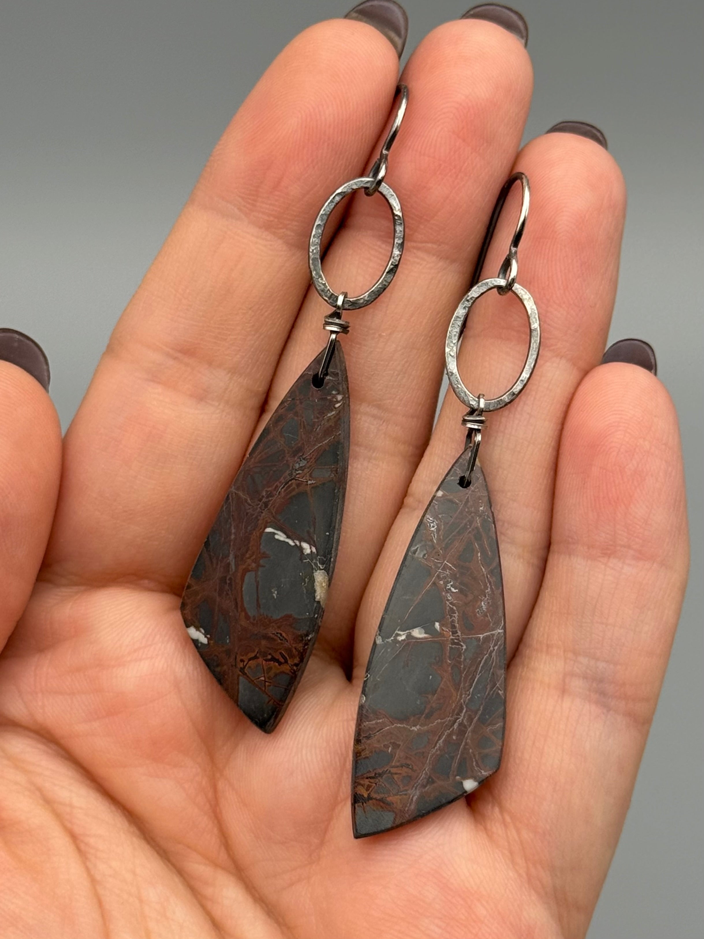 •IO• red creek jasper wing + silver earrings