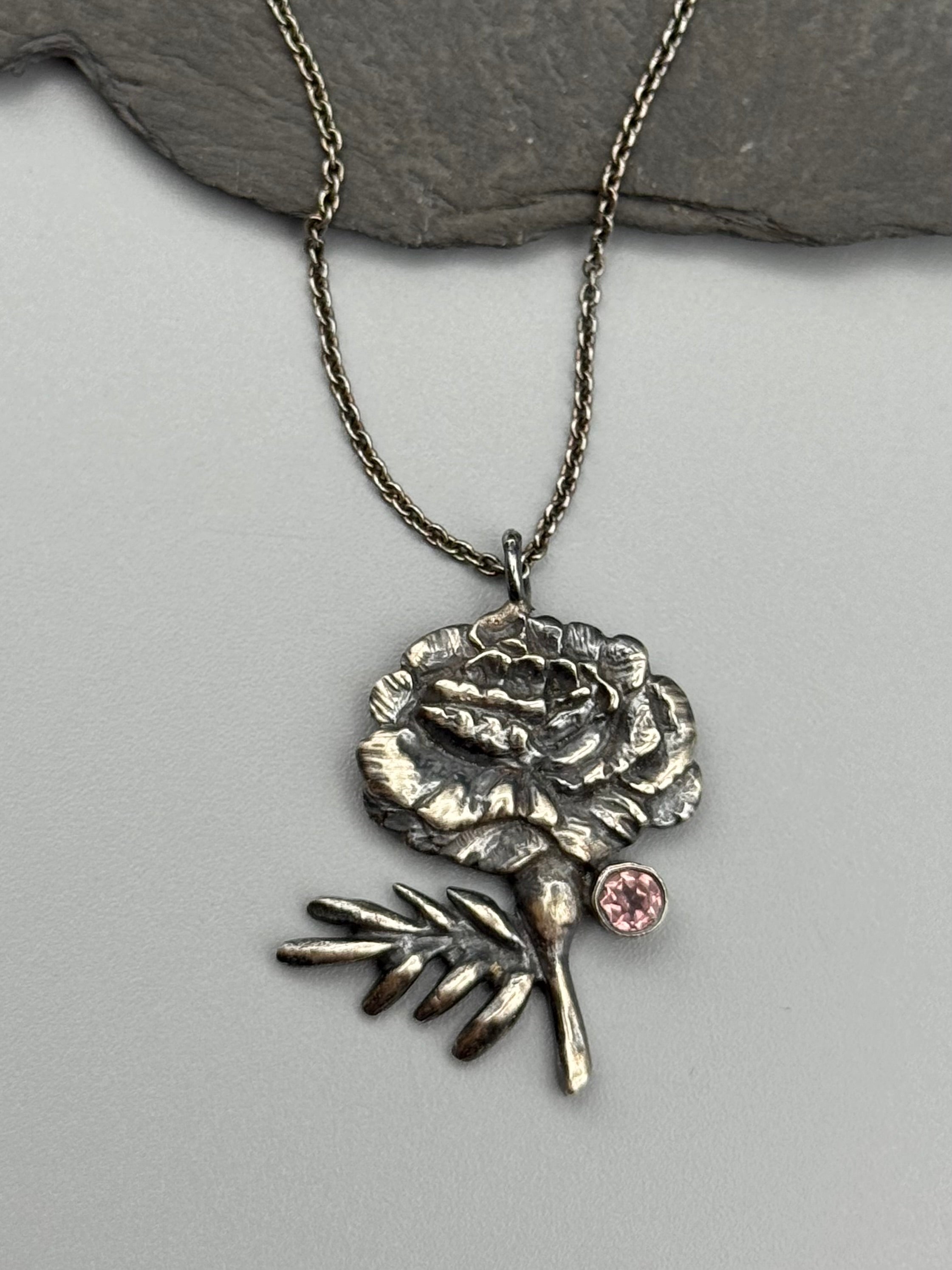 •MARIGOLD• pink sapphire + silver necklace (16" long)