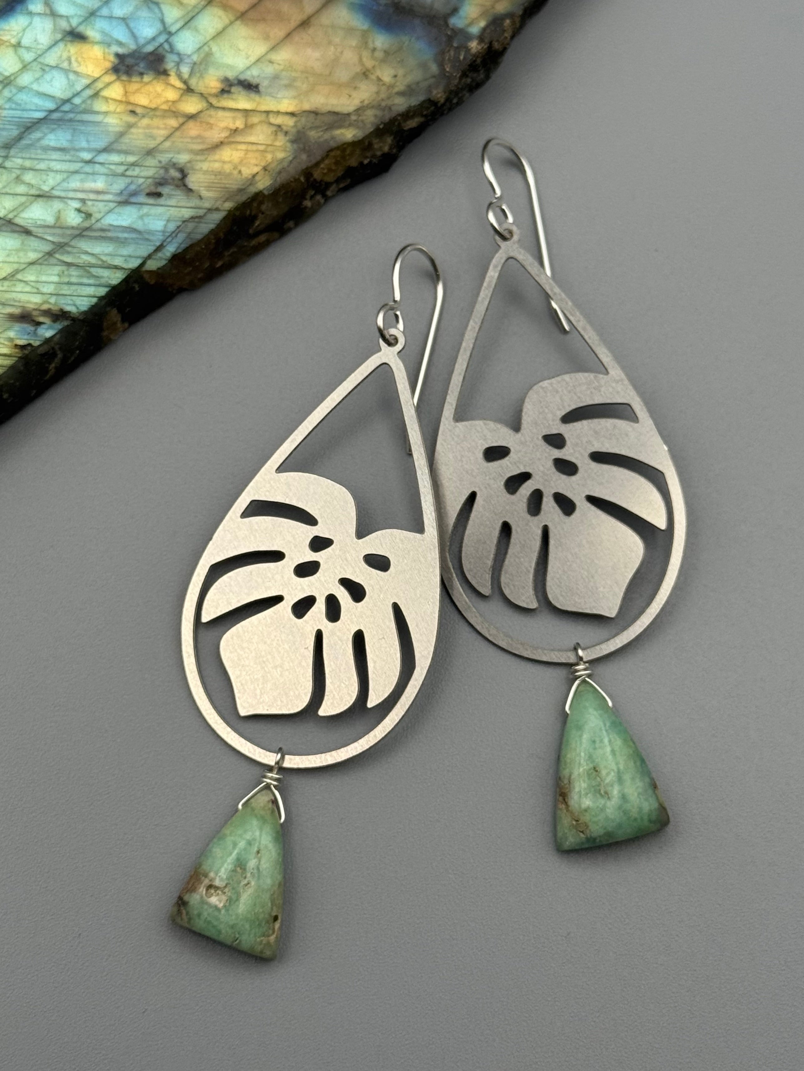 •MONSTERA• chrysoprase + silver earrings