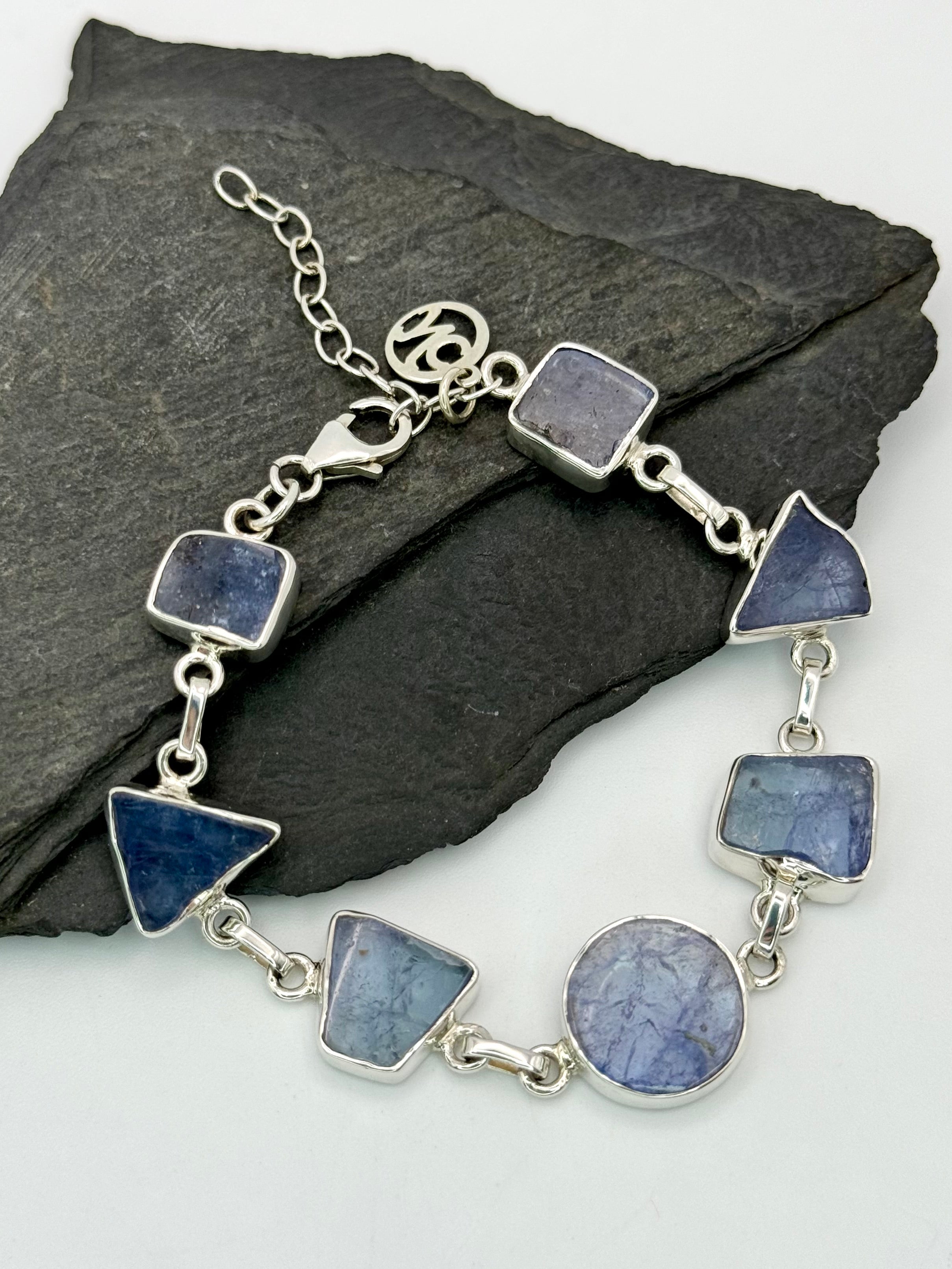 •TANZANITE• multi-stone + silver bracelet (7"-8")