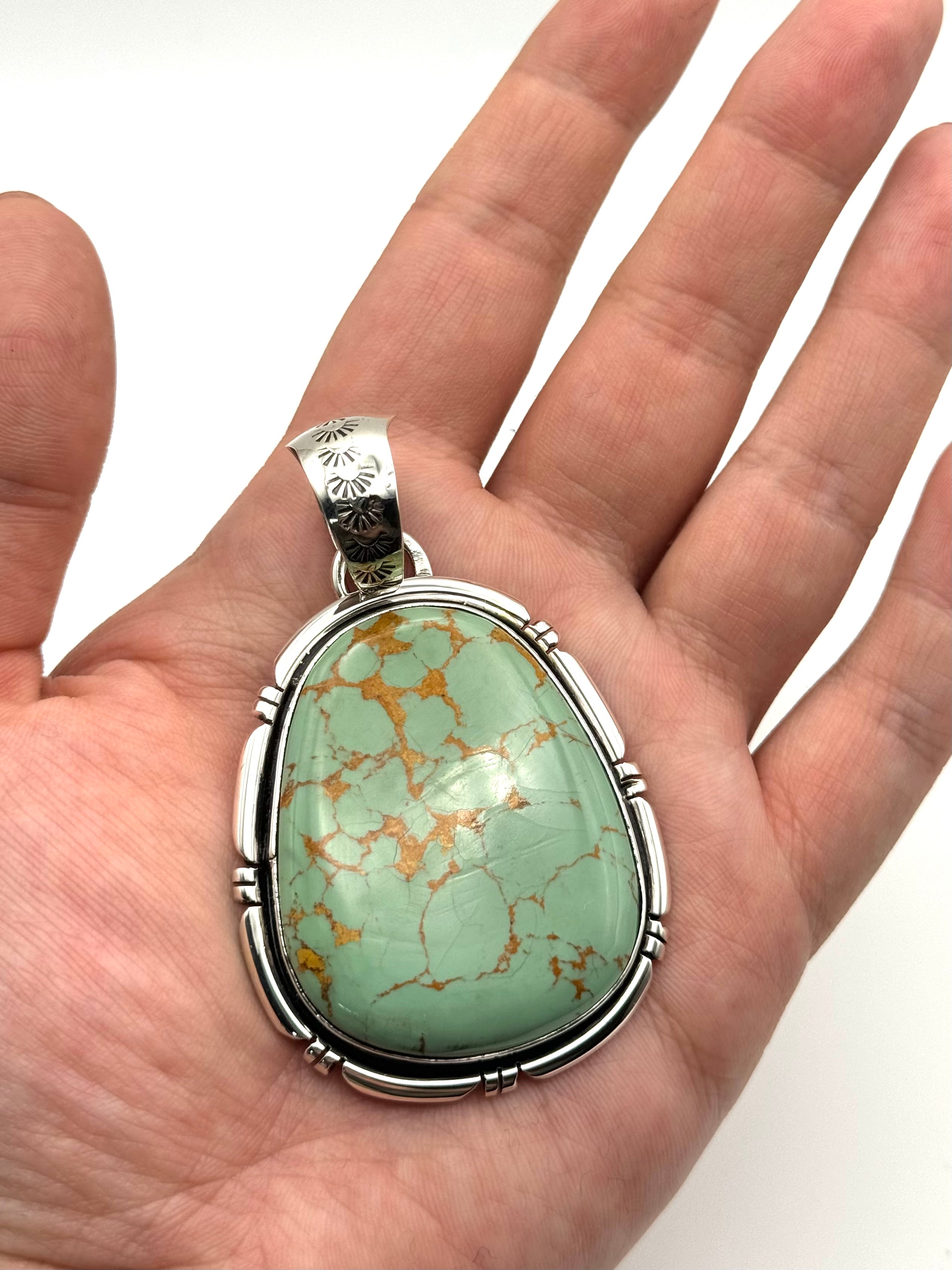 •KINGMAN TURQUOISE - 3• Navajo silver pendant