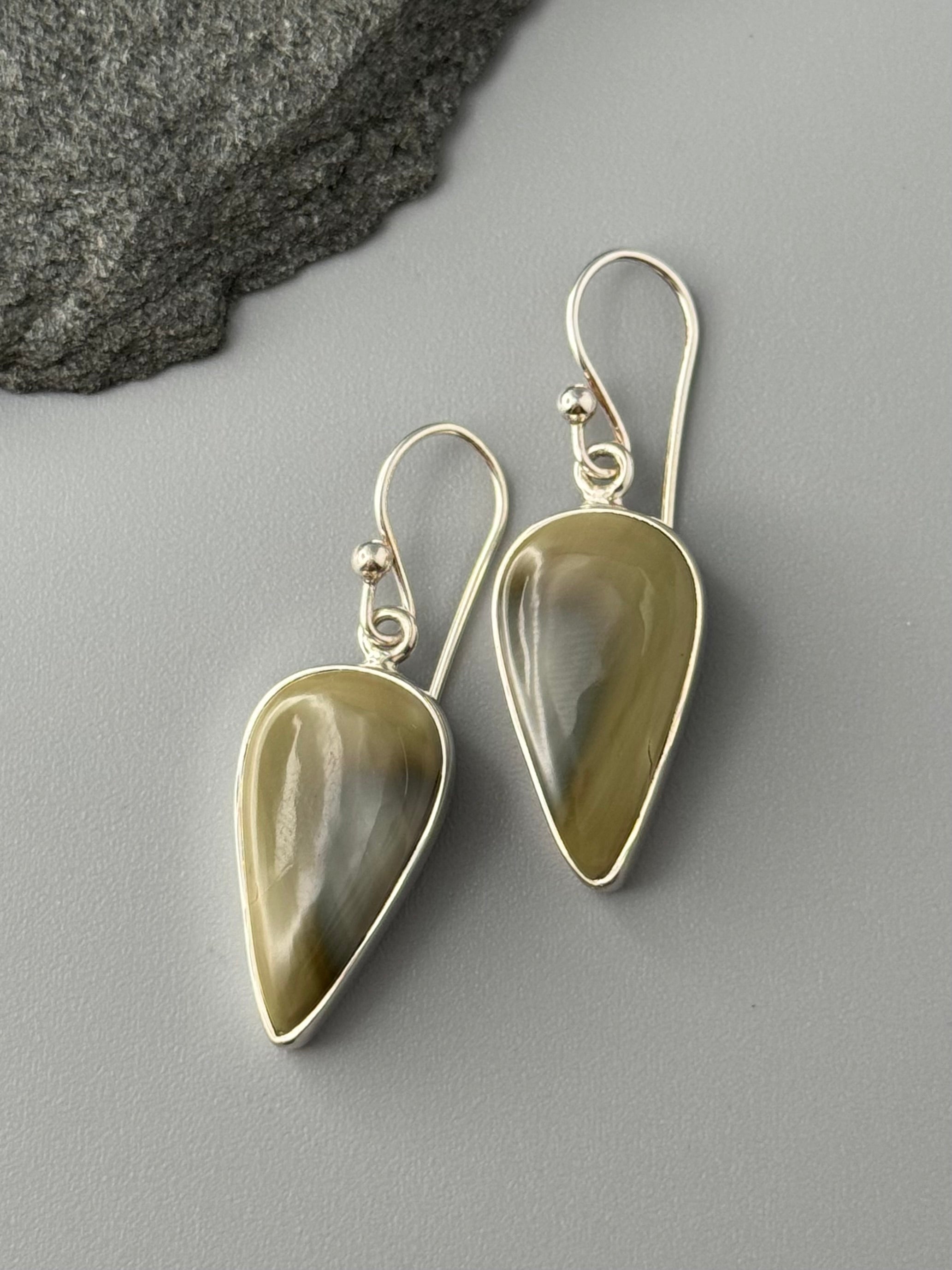 •IMPERIAL JASPER - SPEAR TEAR• silver dangle earrings