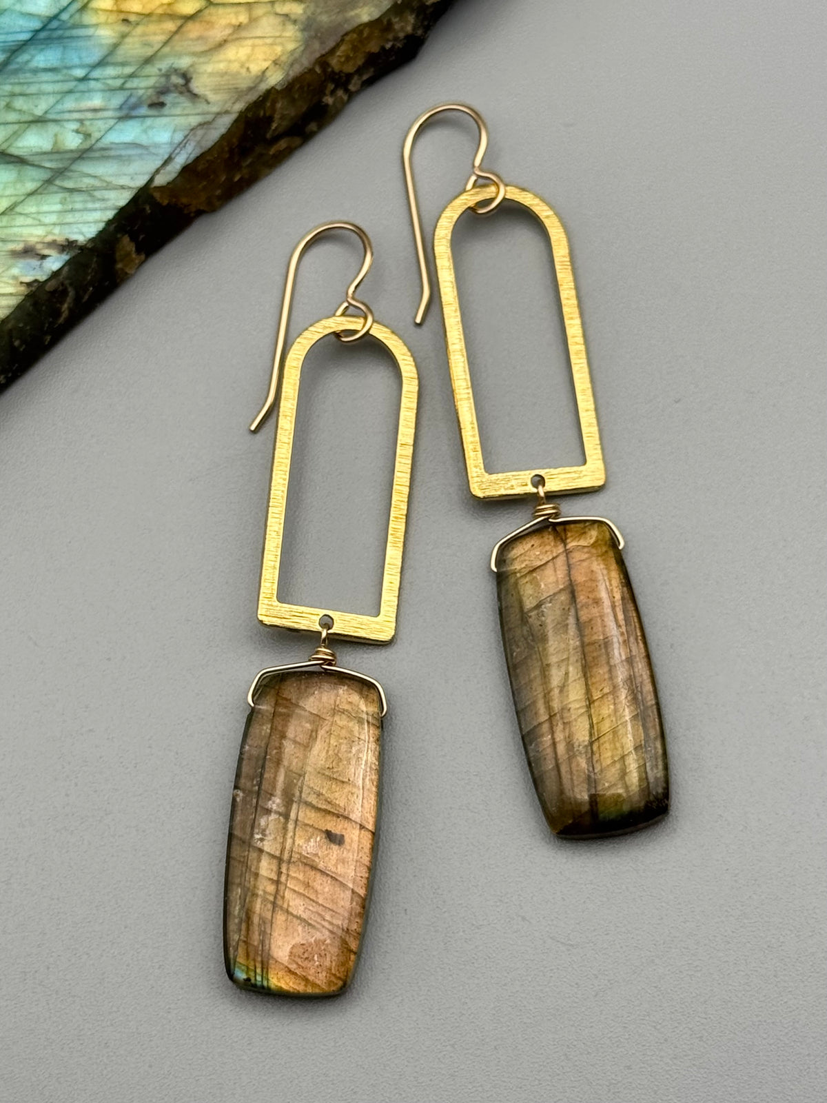 •PORTAL• golden labradorite + gold earrings