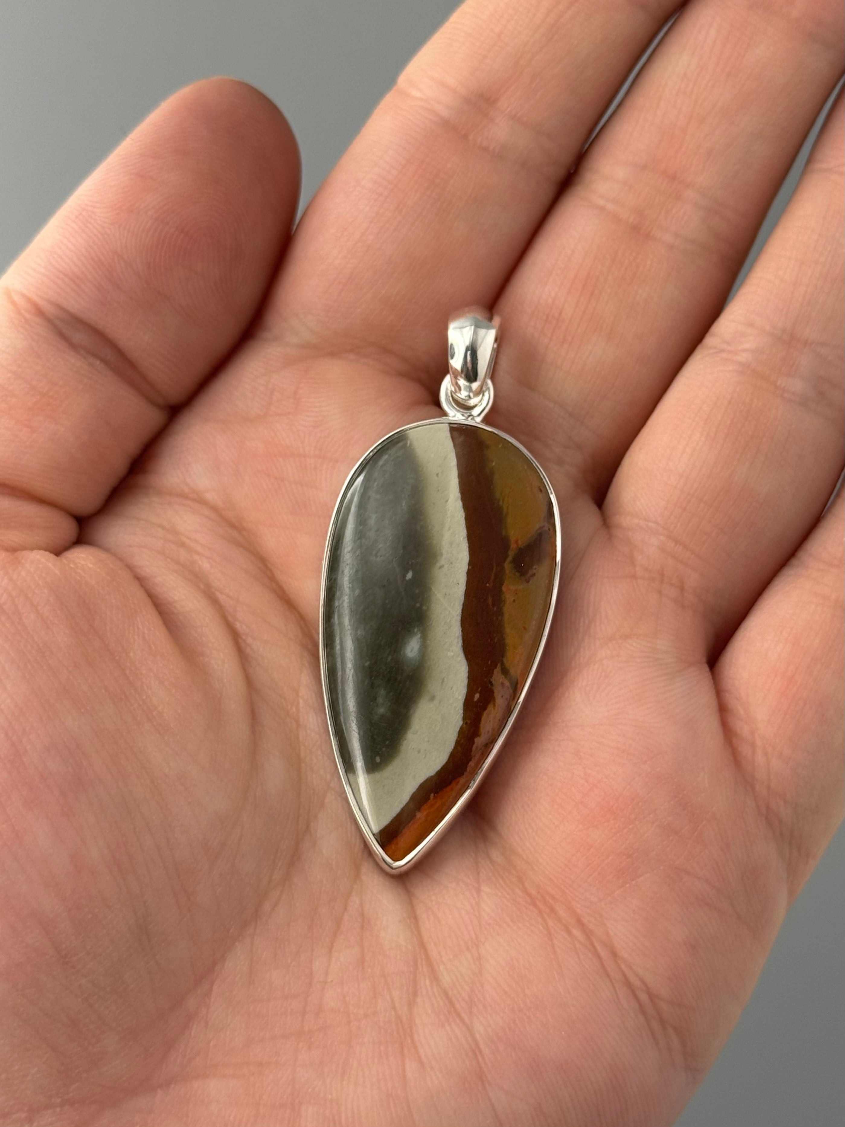 •POLYCHROME JASPER - SPEAR TEAR• sterling silver pendant