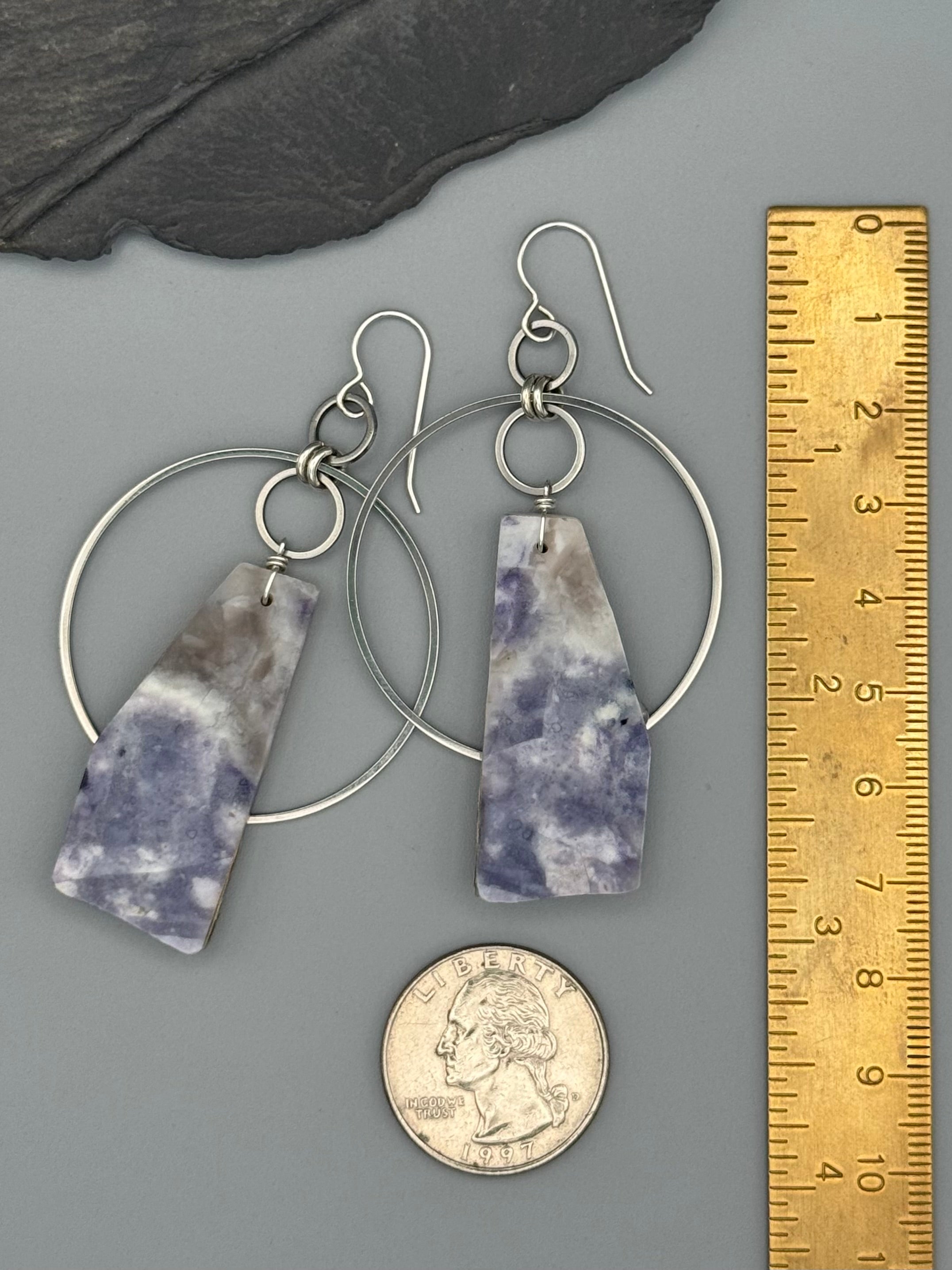 •EQUA ORBIT• purple opal slab + silver earrings