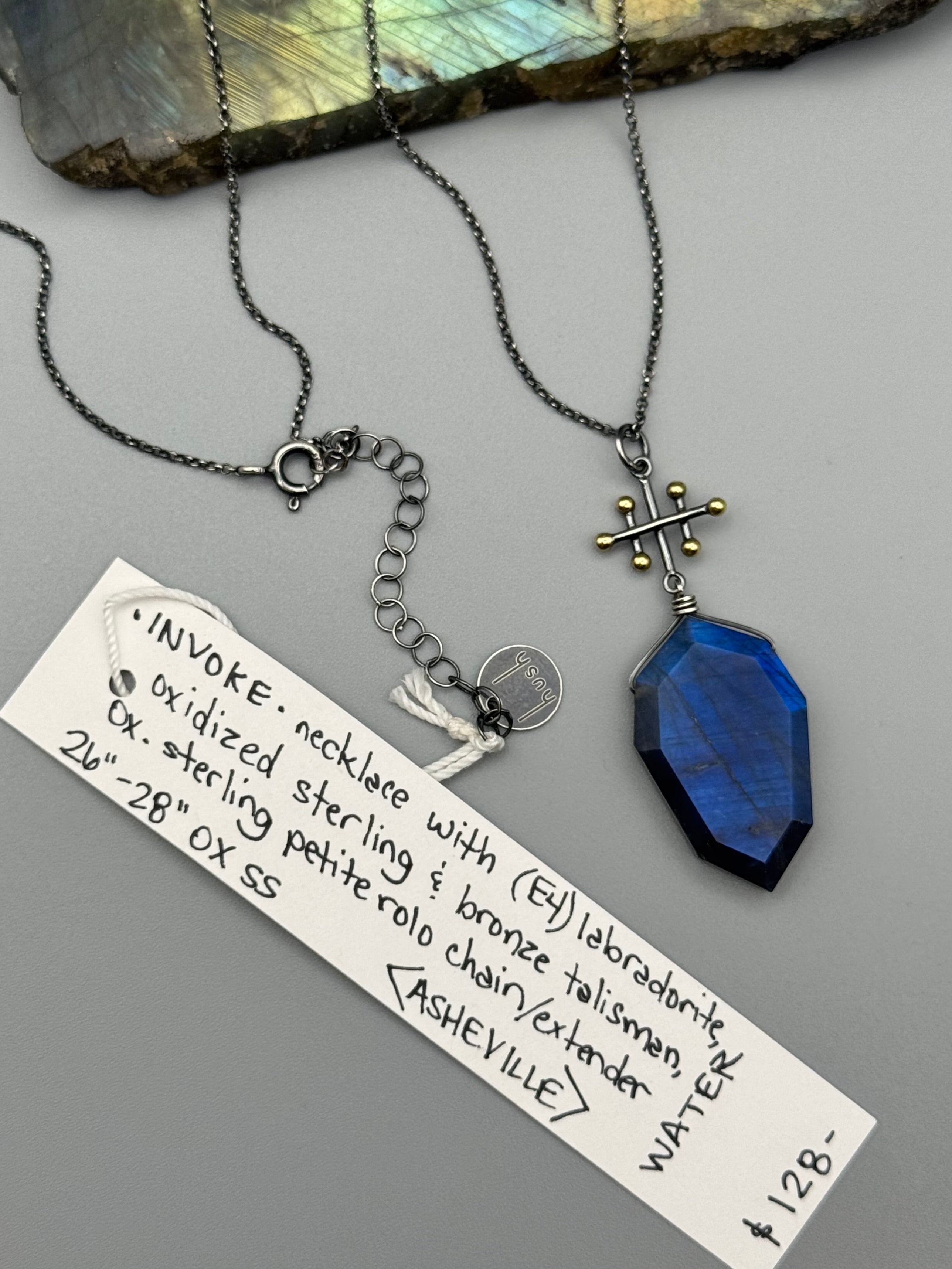 •INVOKE• labradorite petal + mixed metal necklace (26"-28" long)