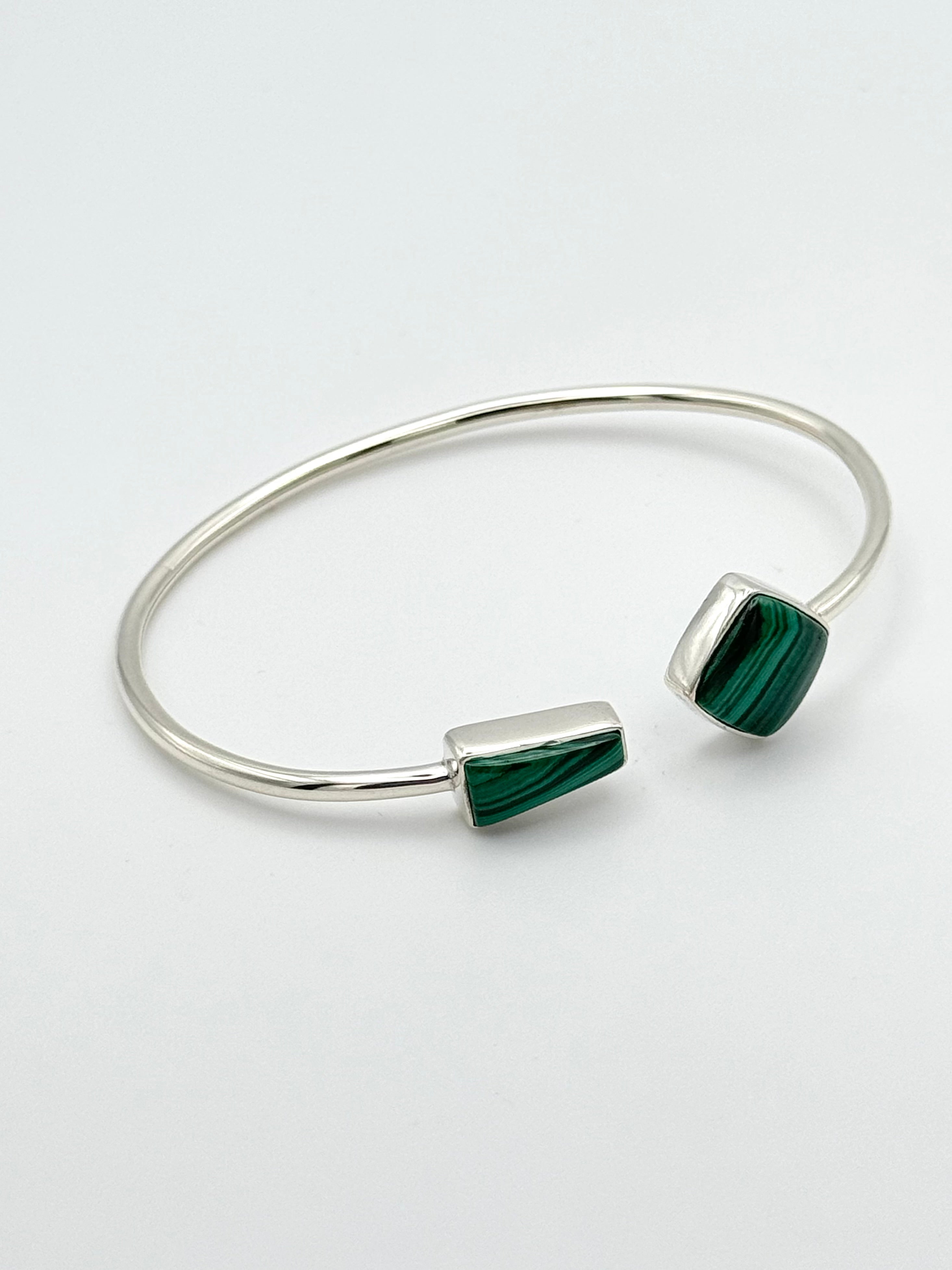 •PORTAL + DIAMOND• malachite + silver twist-on cuff bracelet