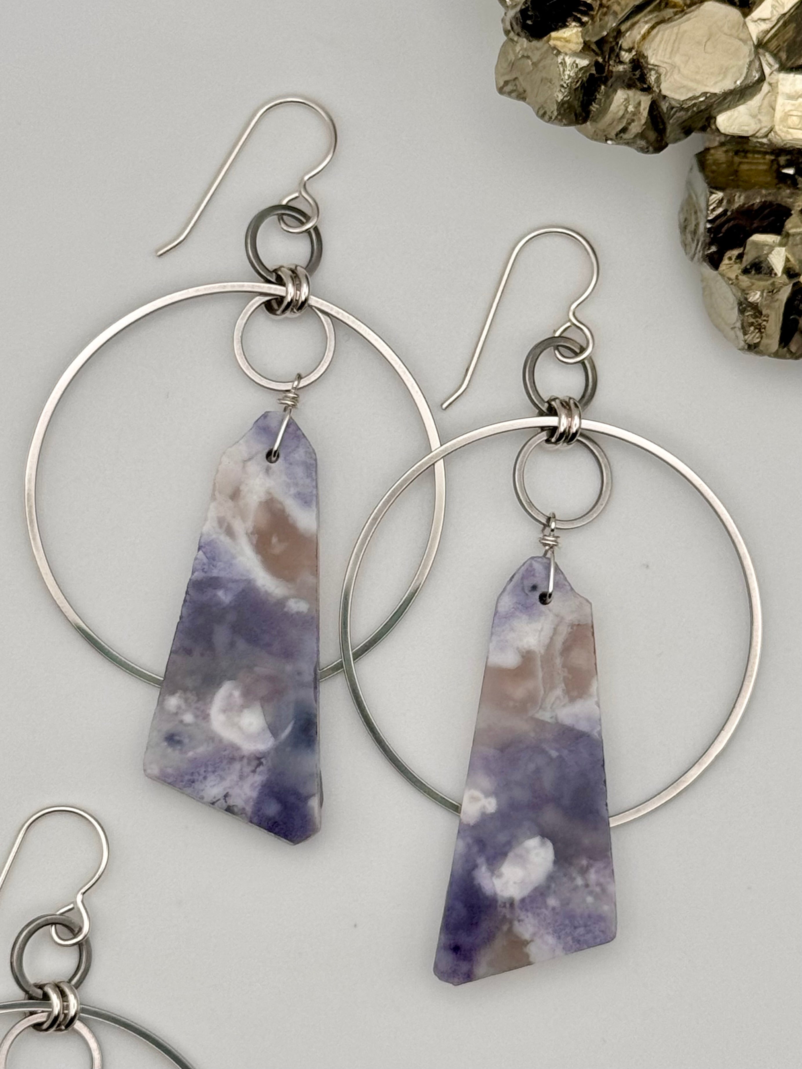 •EQUA-ORBIT• purple opal + silver dangle earrings