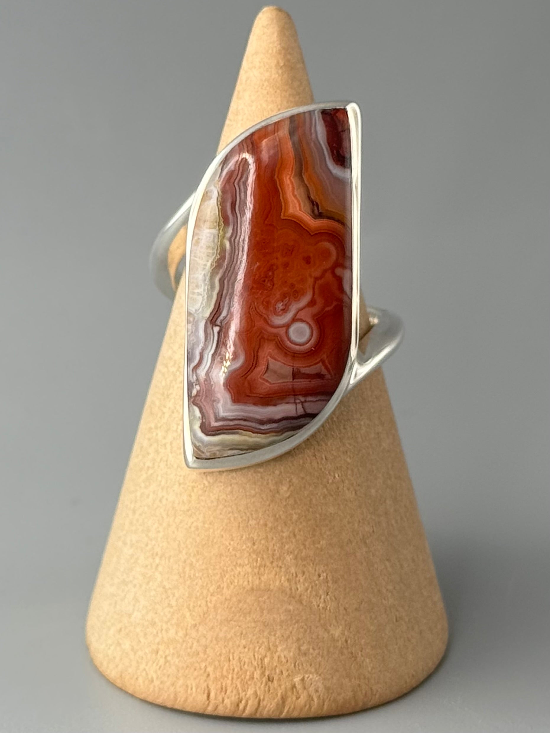 •CRAZY LACE AGATE - PARTRIDGE• sterling silver ring (size 6)