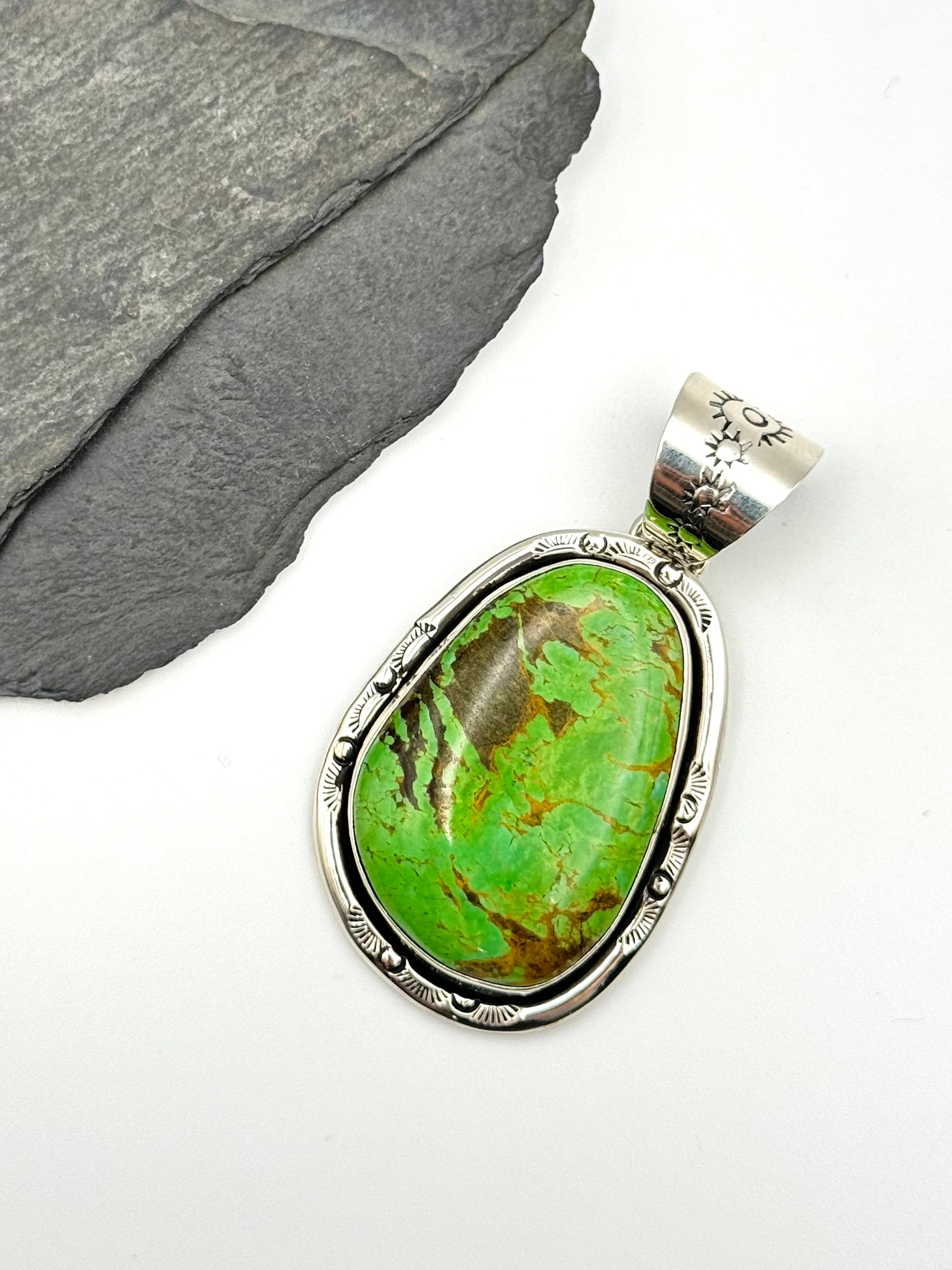 •SONORAN GOLD TURQUOISE - 3• Navajo silver pendant