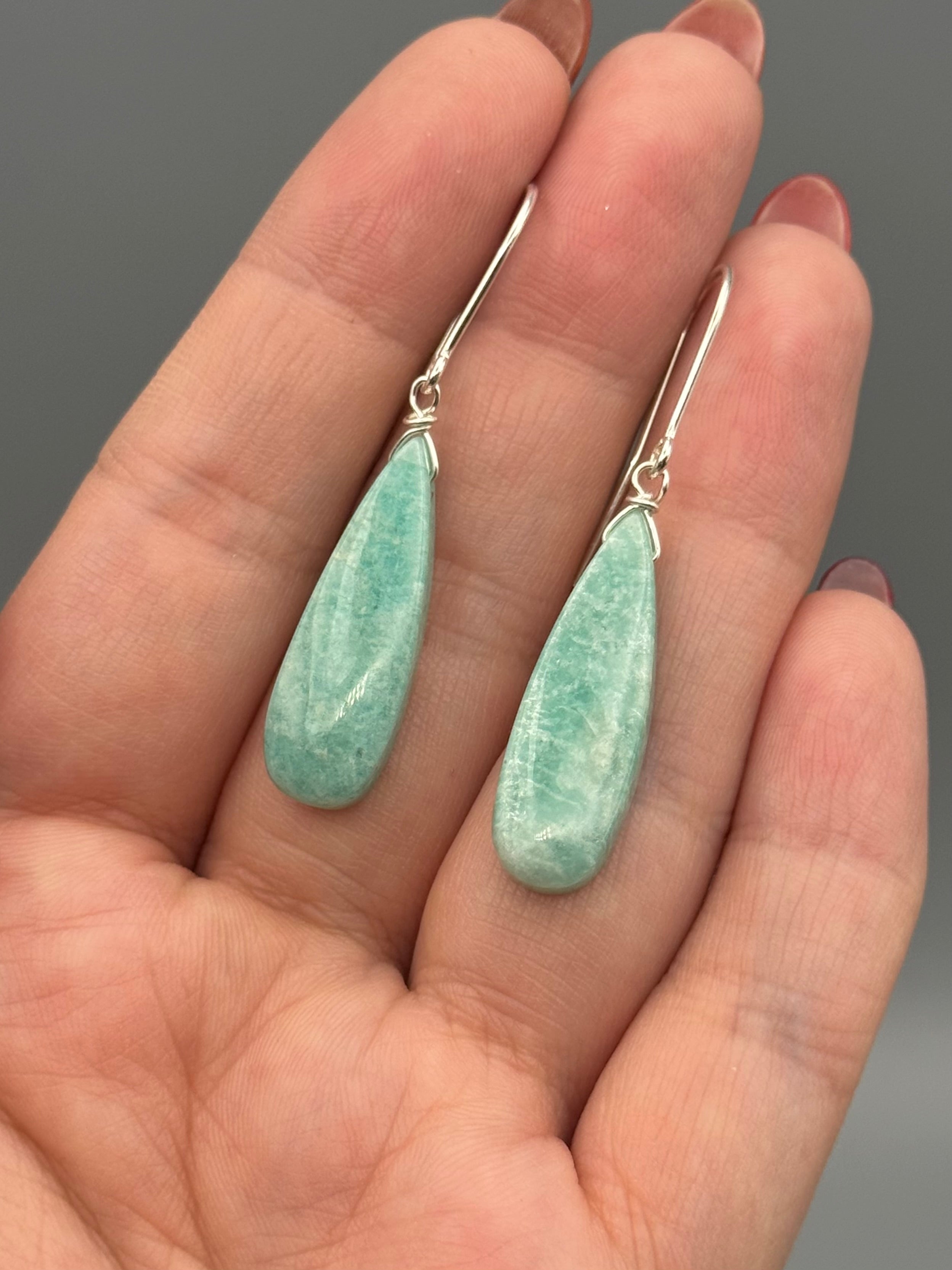 •STRAY• amazonite tear + silver earrings