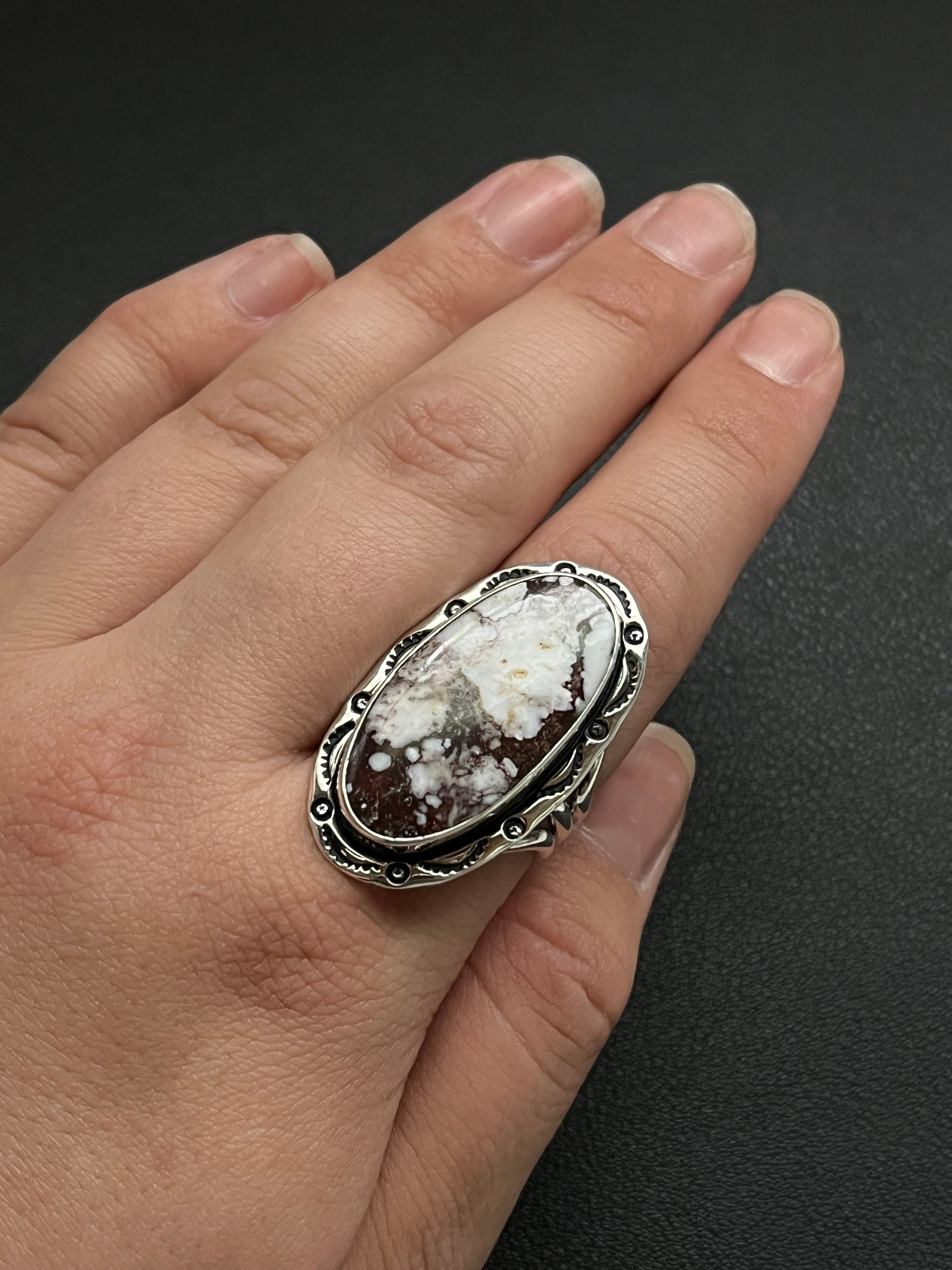 •WILD HORSE JASPER• Navajo silver ring (size 10)