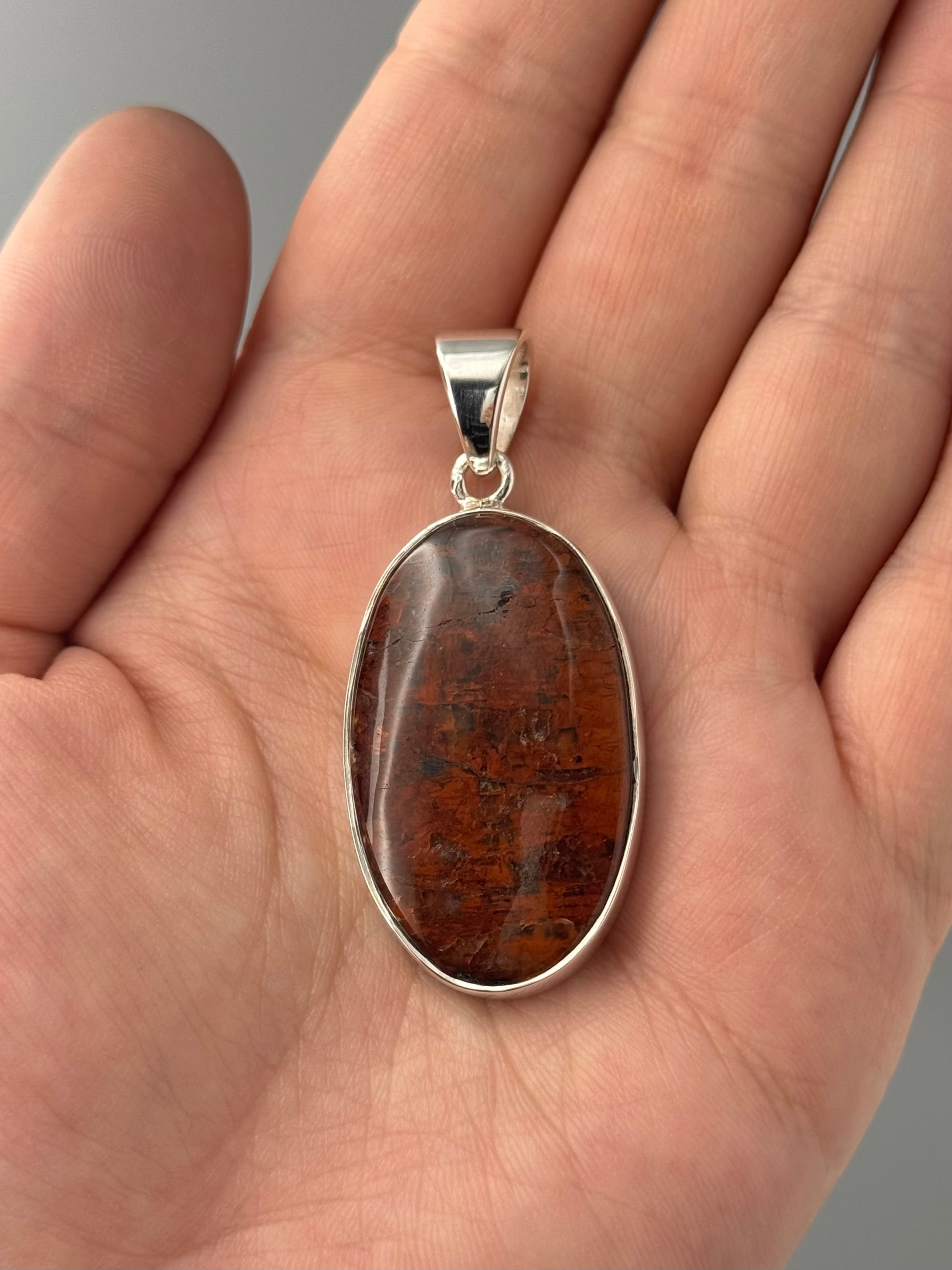 •RED PIETERSITE - SMALL OVAL• sterling silver pendant