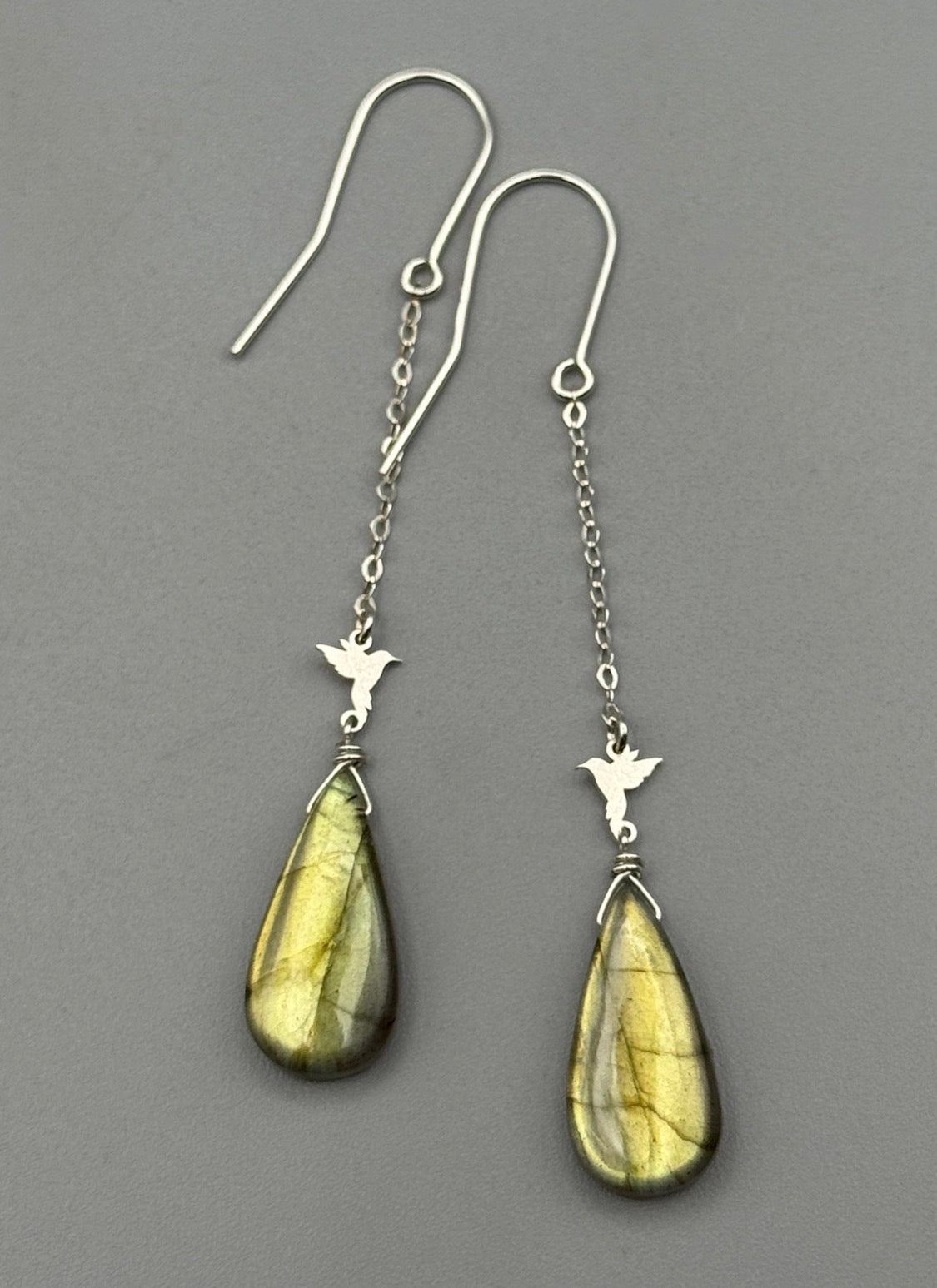 •NECTAR• golden labradorite tear + silver earrings